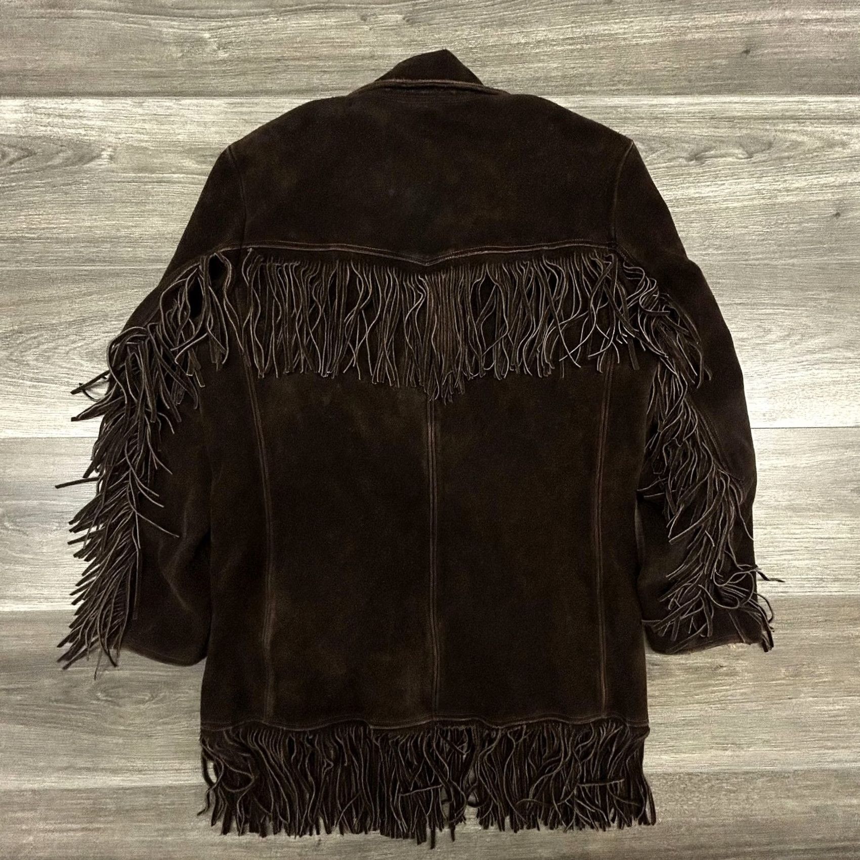 Vintage VINTAGE Suede Leather Fringe Jacket Mens Medium Brown Western Native Rancher 40s Jacket Coat Size US M / EU 48-50 / 2 - 2 Thumbnail