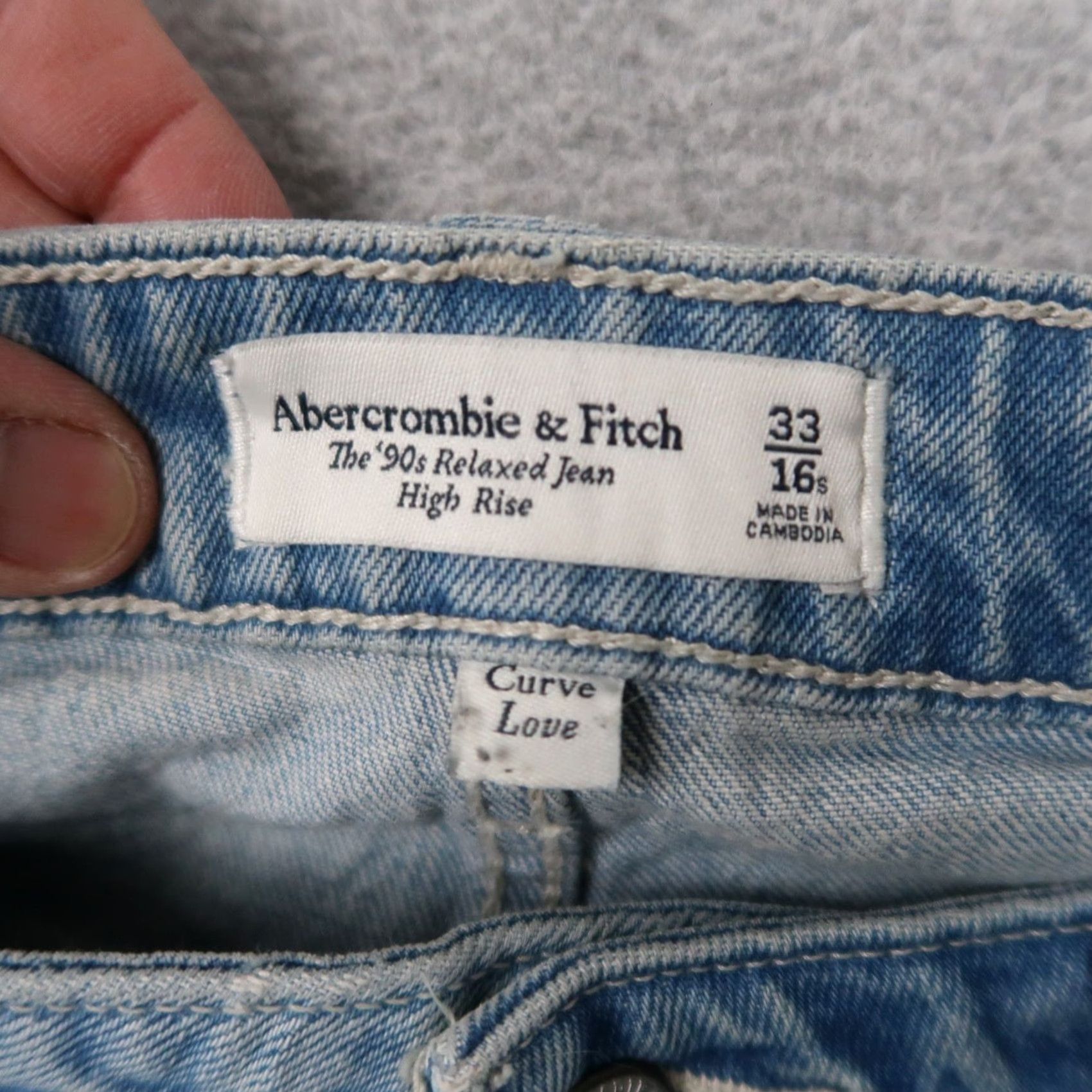 Abercrombie & Fitch Abercrombie & Fitch Jeans The 90s Relaxed High Rise Curve Love Carpenter 33/16s Blue Cotton Blend Denim Women Jeans Straight Pockets belt? Size 24" / US 00 / IT 34 - 6 Thumbnail