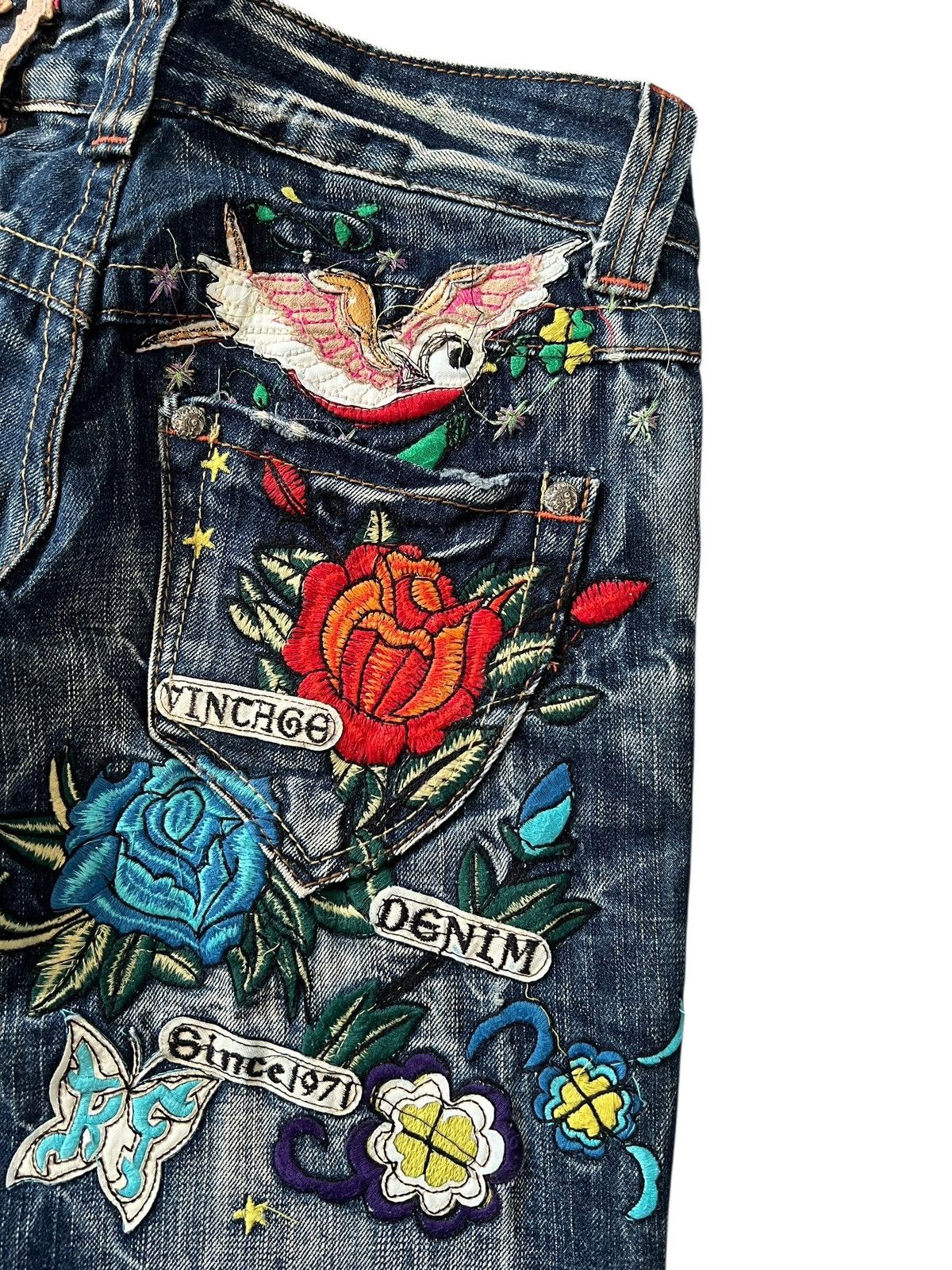 Japanese Brand Y2K Red Pepper Embroidery Flare Denim Size US 29 - 5 Thumbnail