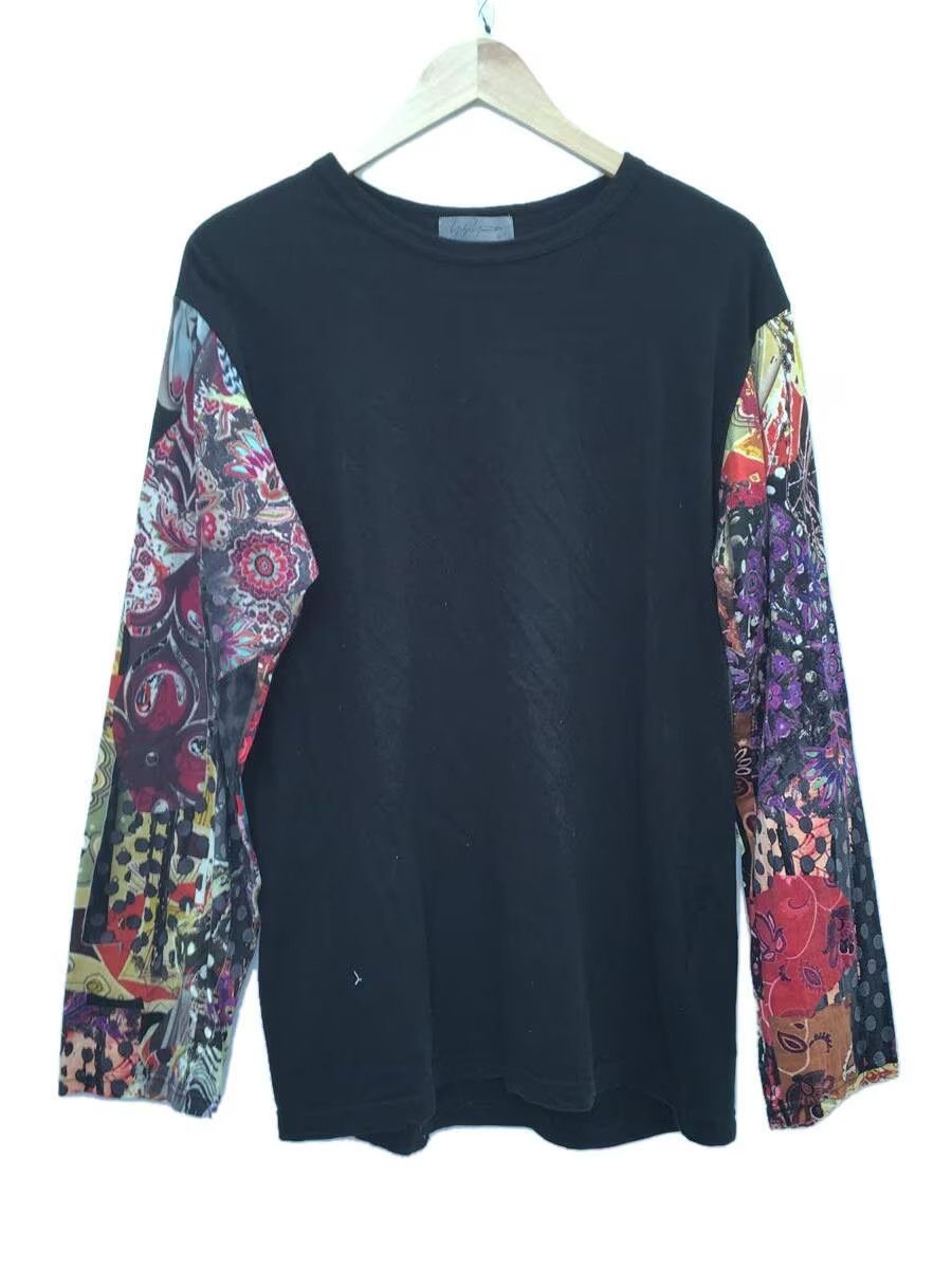 image of Yohji Yamamoto Psychedelic Pattern Long Sleeve Tee in Black, Men's (Size Large)