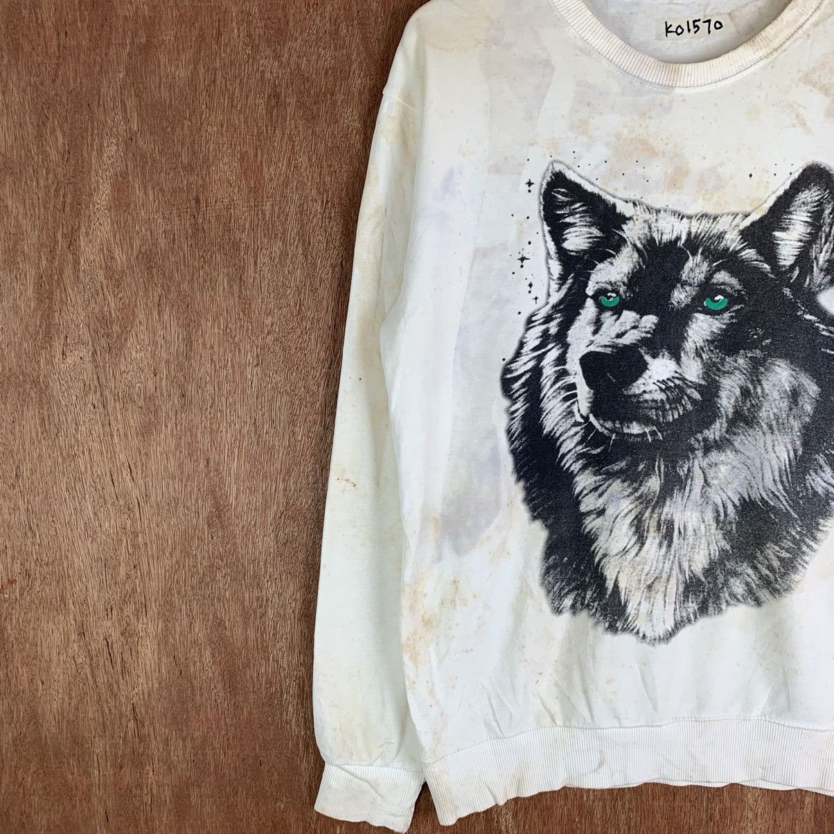 Japanese Brand × Vintage Wolf Distressed Faded sweater (very rare item)#K01570 Size US M / EU 48-50 / 2 - 7 Thumbnail