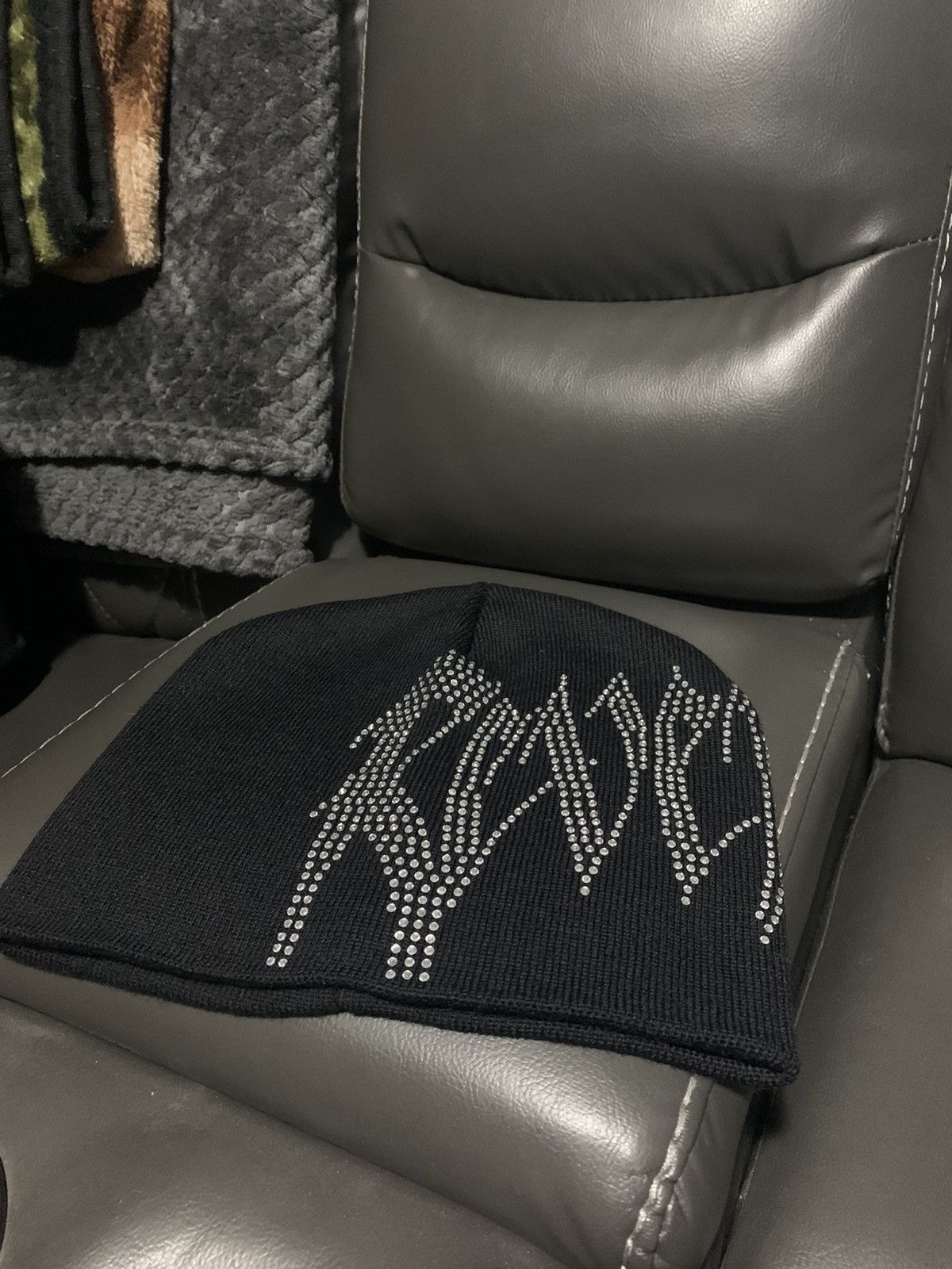 image of Revenge Rhinestone Black Beanie, Men's