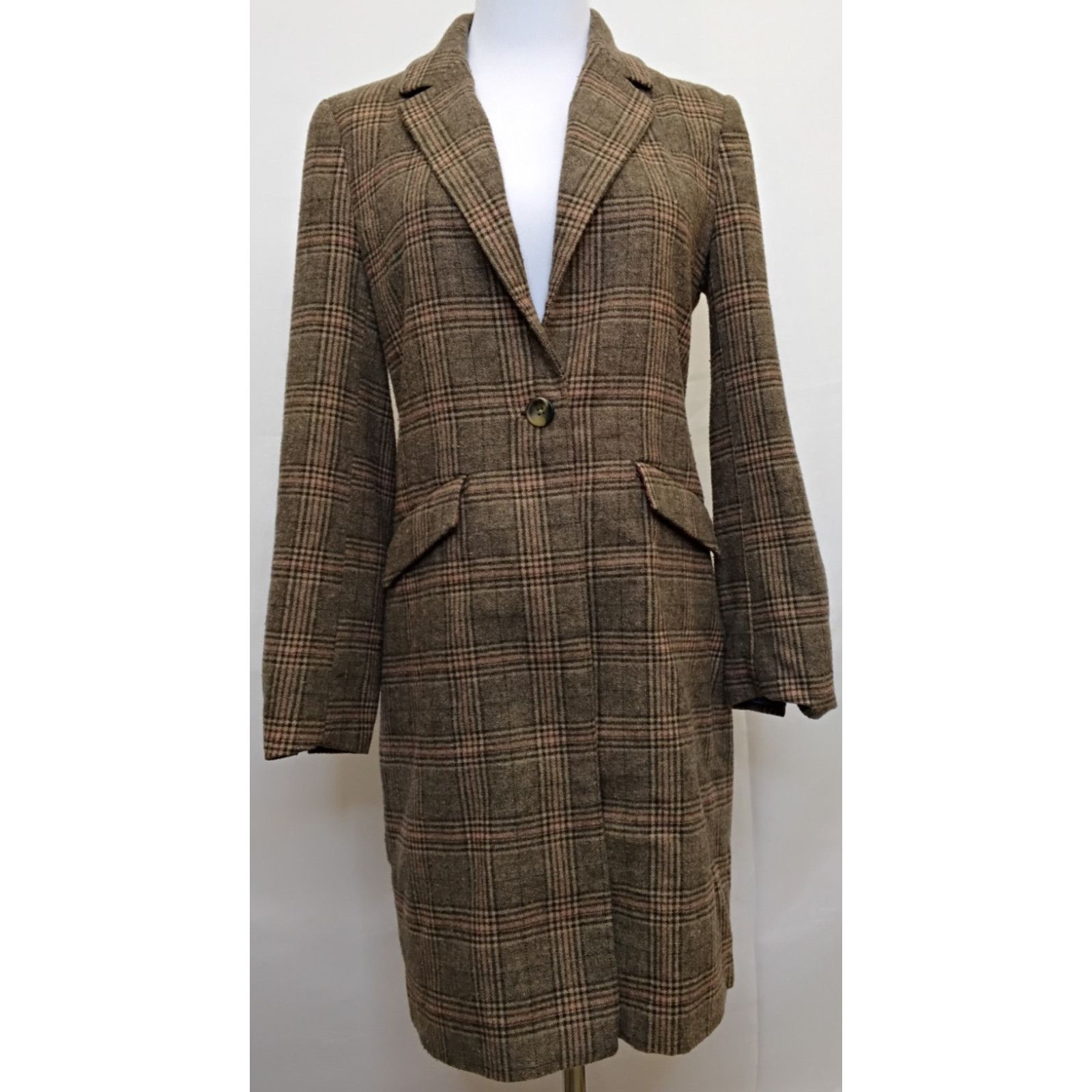 Other Sundance Duster Jacket Women's XS Brown Plaid Wool Blend Size XS / US 0-2 / IT 36-38 - 2 Thumbnail