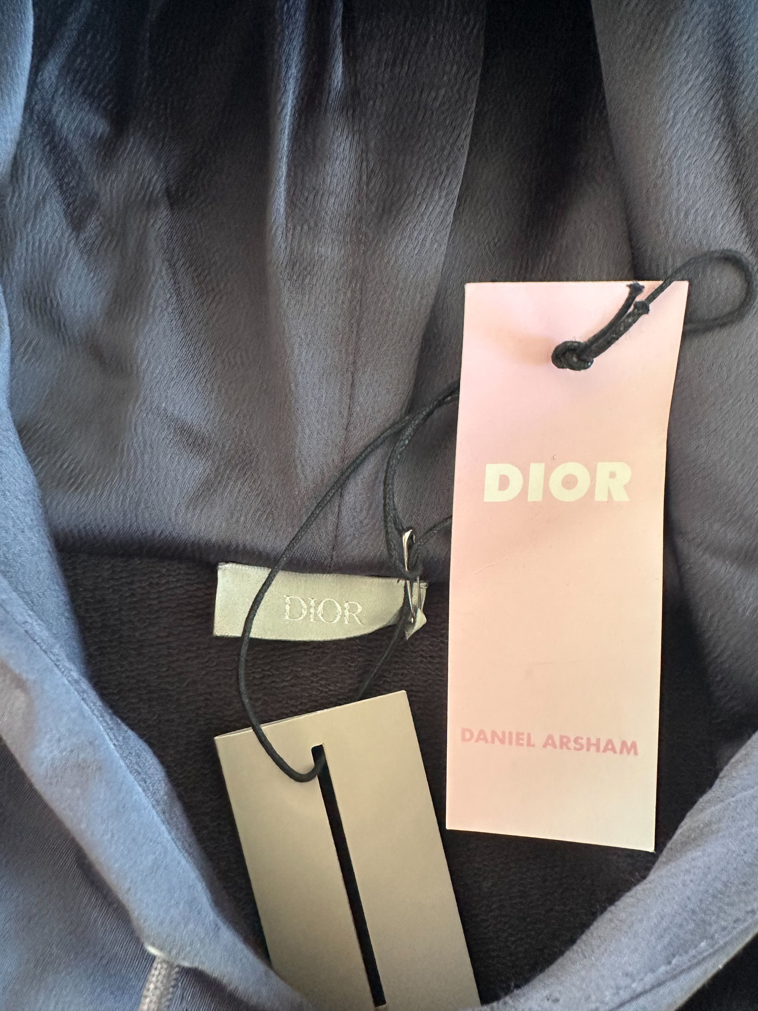 DIOR x Daniel Arsham Blue Embossed Metallic Logo Hoodie