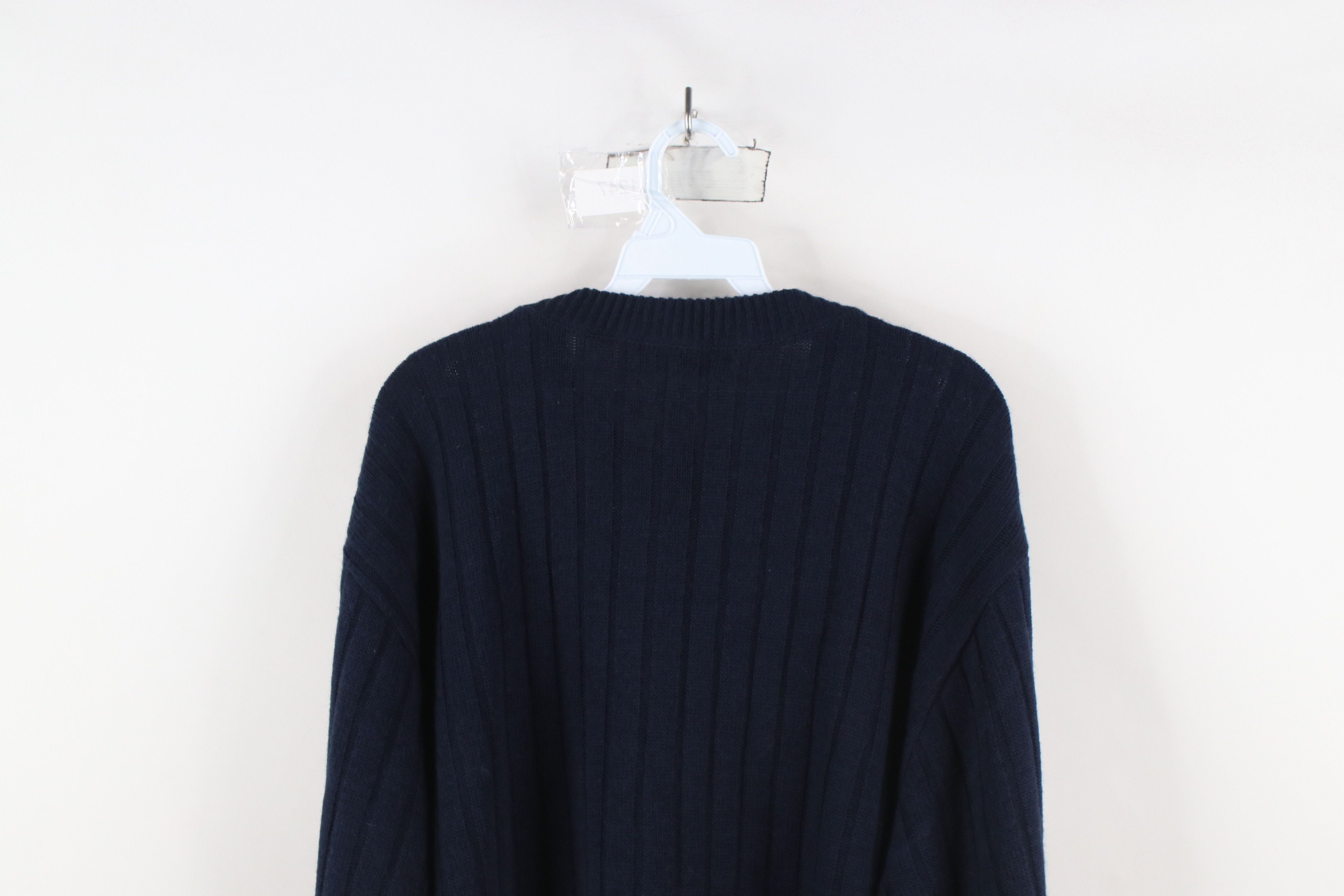 Vintage Vintage 90s Streetwear Ribbed Knit Crewneck Sweater Navy USA Size XXL / US 16-18 / IT 52-54 - 8 Thumbnail