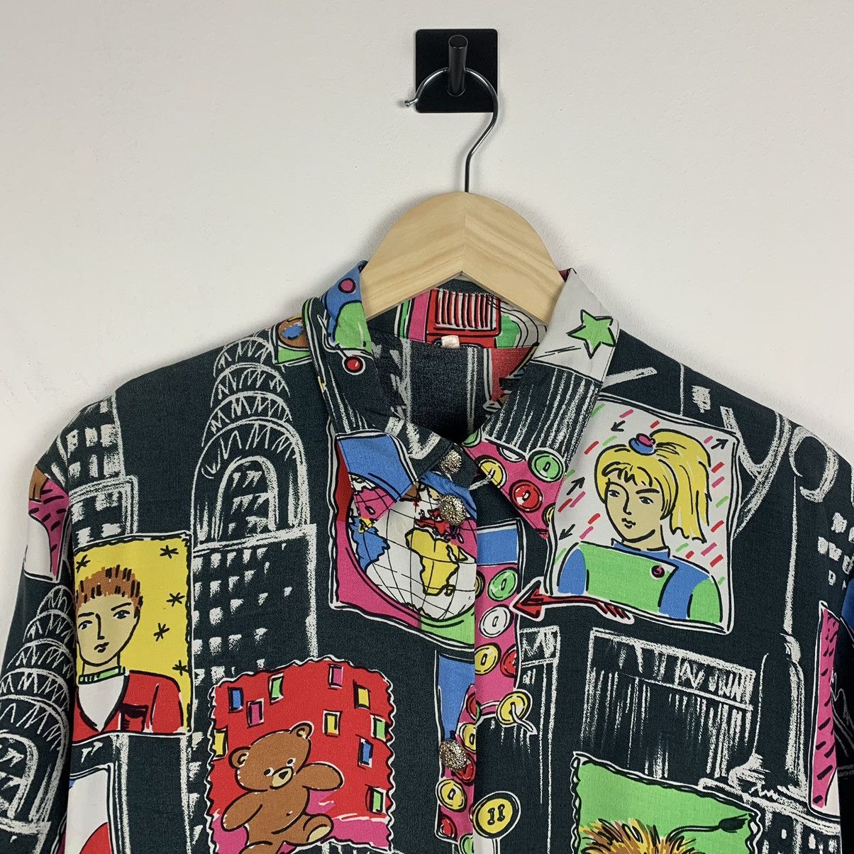 Vintage Crazy Art Vintage Shirt Short Sleeve Abstract Pattern 90’s Size US XS / EU 42 / 0 - 7 Thumbnail