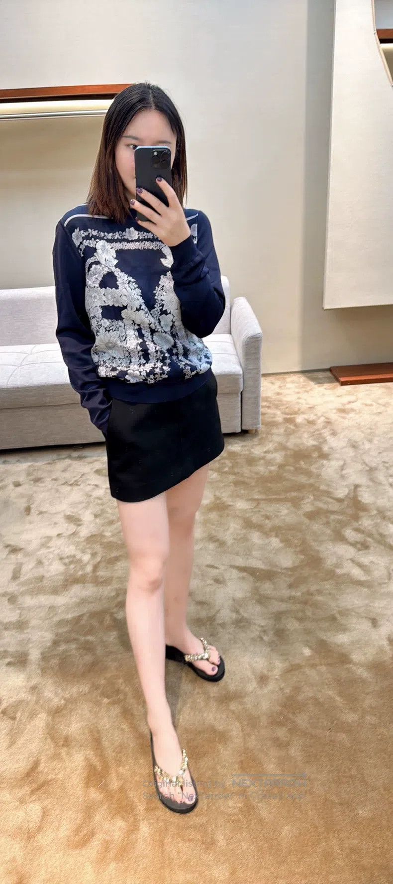 Hermes Hermes Dark Blue Silk Printed Pullover, Size 38, 100% Silk Size XS / US 0-2 / IT 36-38 - 1 Thumbnail