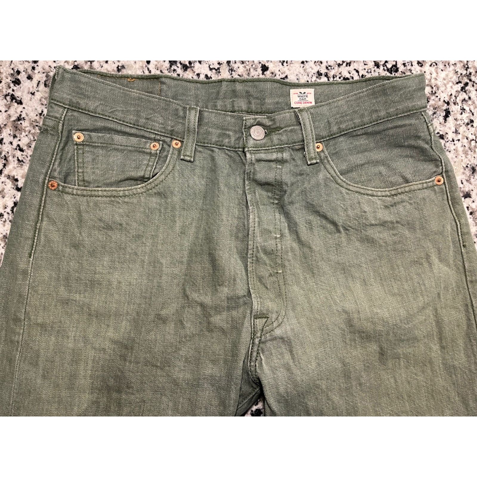 Levi's Levi's 501 XX Jeans White Oak Cone Denim Straight Leg Button-Fly Green 31x31.5 Mens Regular 501 Series Size US 31 - 2 Thumbnail