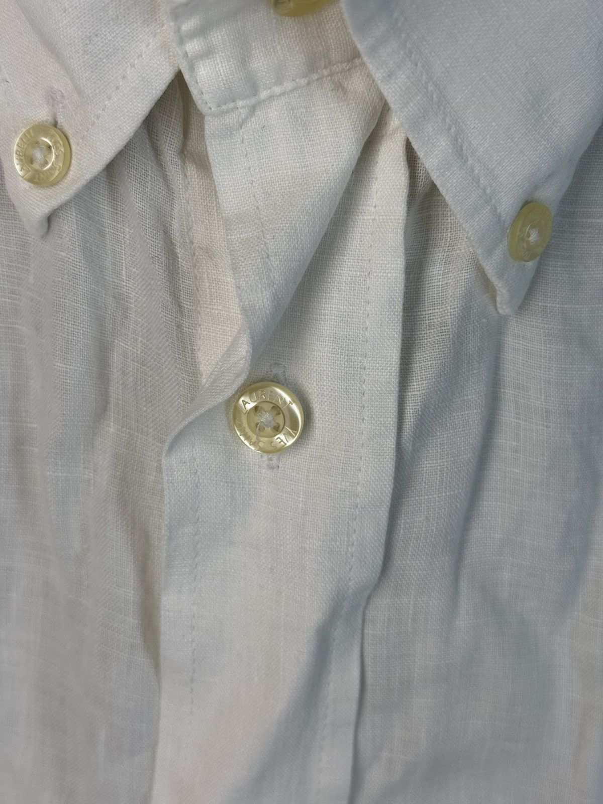 Yves Saint Laurent 100% Linen YSL Shirt White Button Up Size US L / EU 52-54 / 3 - 8 Thumbnail