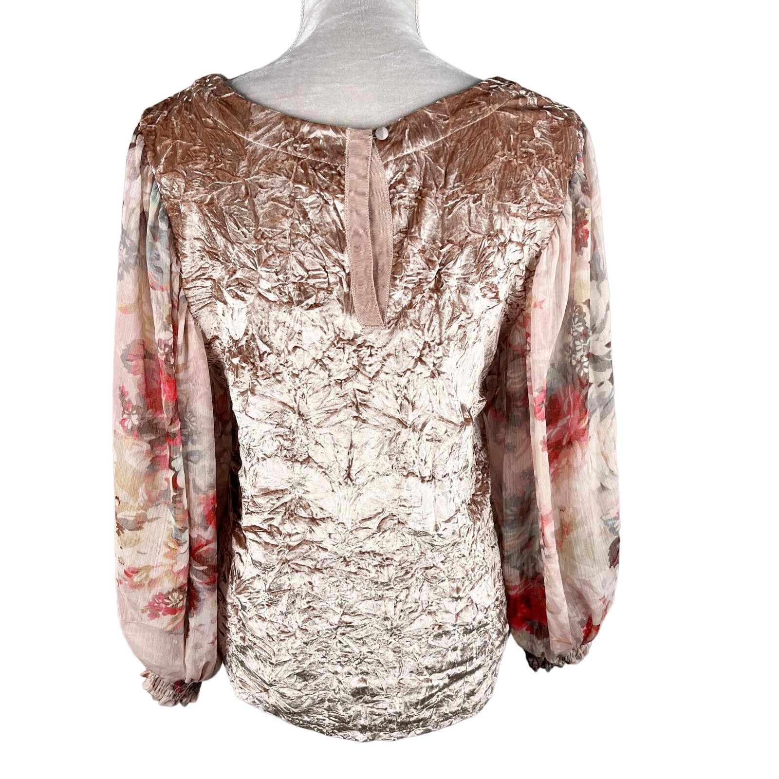 Anthropologie Meadow Rue Top Crushed Velvet Sheer Floral Sleeves Small Size S / US 4 / IT 40 - 4 Thumbnail