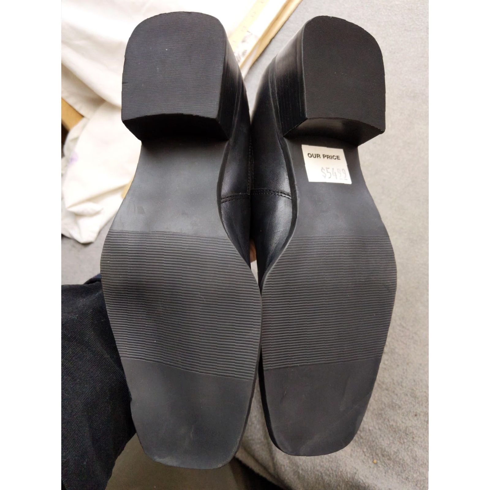 Vintage Connie Boots Womens 7M Black Leather Ankle Chelsea Square Toe Block Heel (Chelsea) Shoes Mens? Size US 5 / IT 35 - 5 Thumbnail
