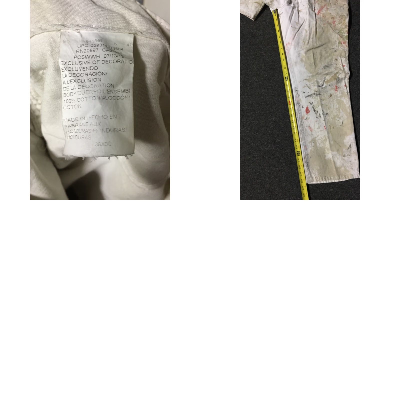 Dickies VINTAGE Dickies Thrashed Faded Distress Paint Pants 38 White Men Pants 90s Grunge Biker Punk Work Cargo Jeans/Dungaree Style Mens Size US 38 / EU 54 - 8 Thumbnail