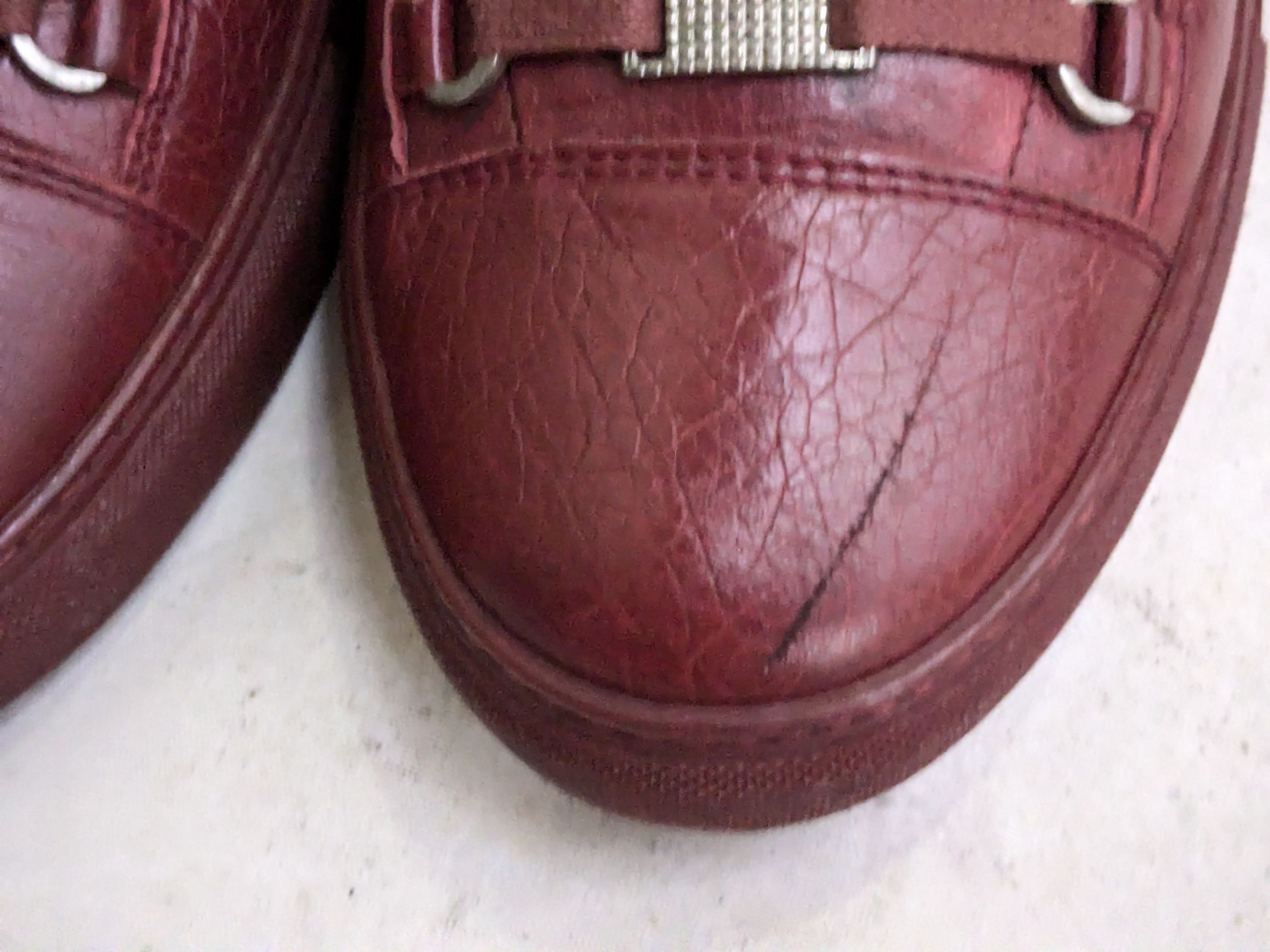 Balenciaga Balenciaga Arenas Burgundy Leather 12 High Tops Size US 12 / EU 45 - 6 Thumbnail