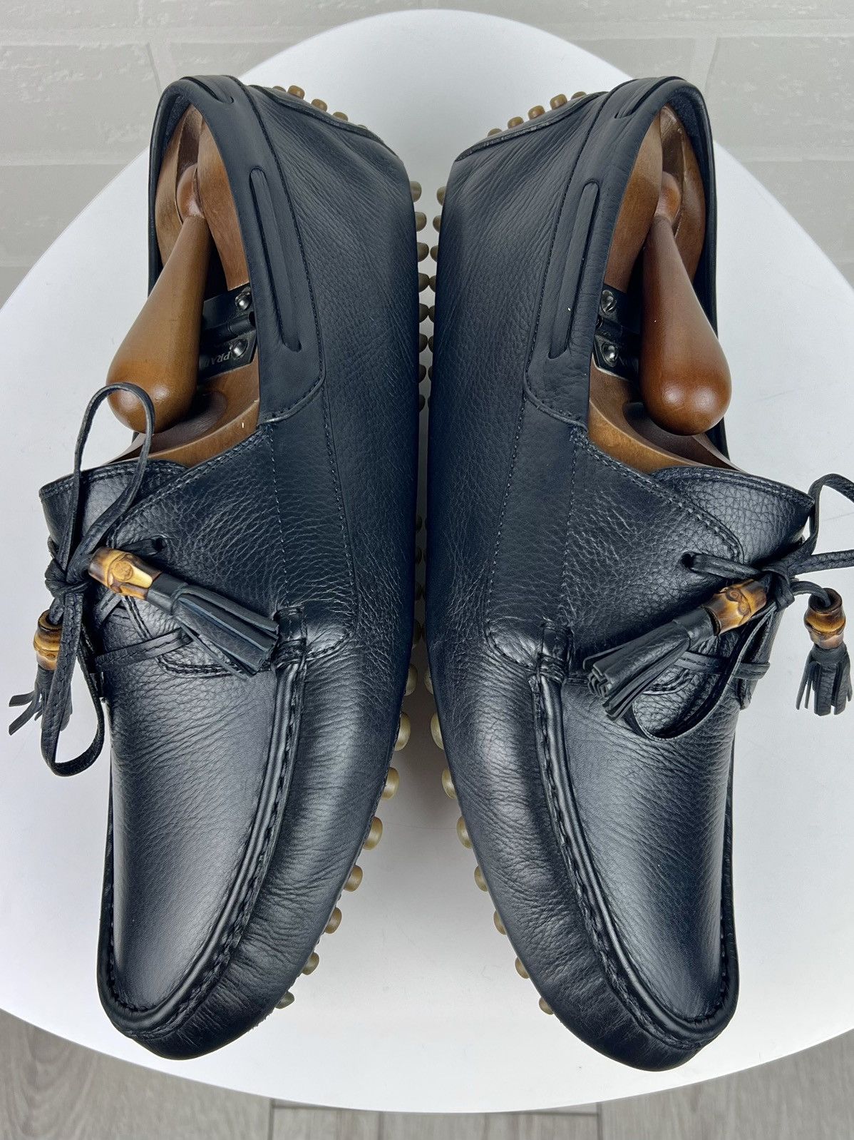 Gucci GUCCI Loafers Leather Shoes Laces Tassels Bamboo Navy Men's Size US 9.5 / EU 42-43 - 11 Thumbnail