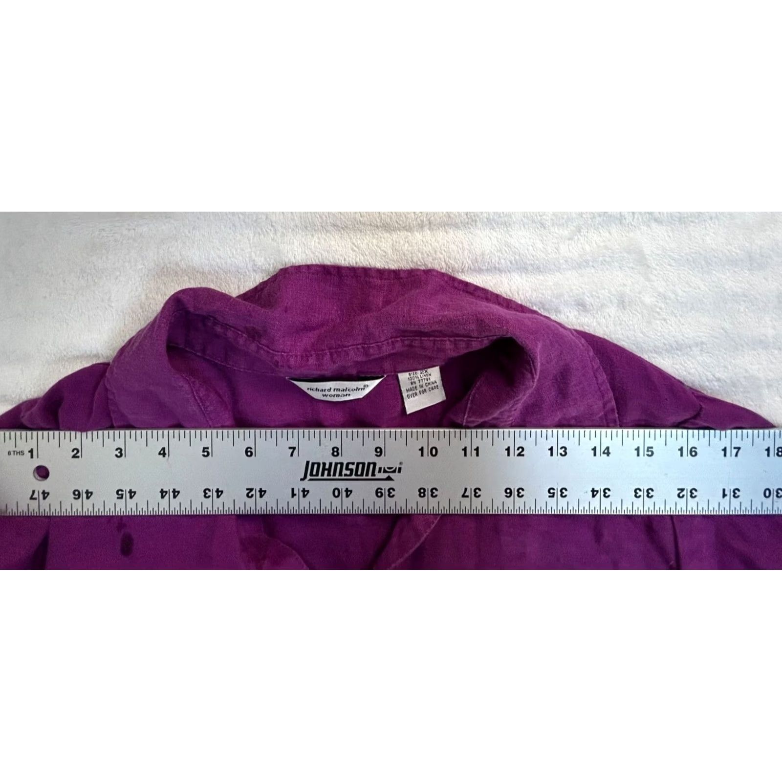 Vintage Richard Malcolm Womens Linen Shirt Tunic 2X Button-Up Purple Long Sleeve Casual Size XXL / US 16-18 / IT 52-54 - 5 Thumbnail