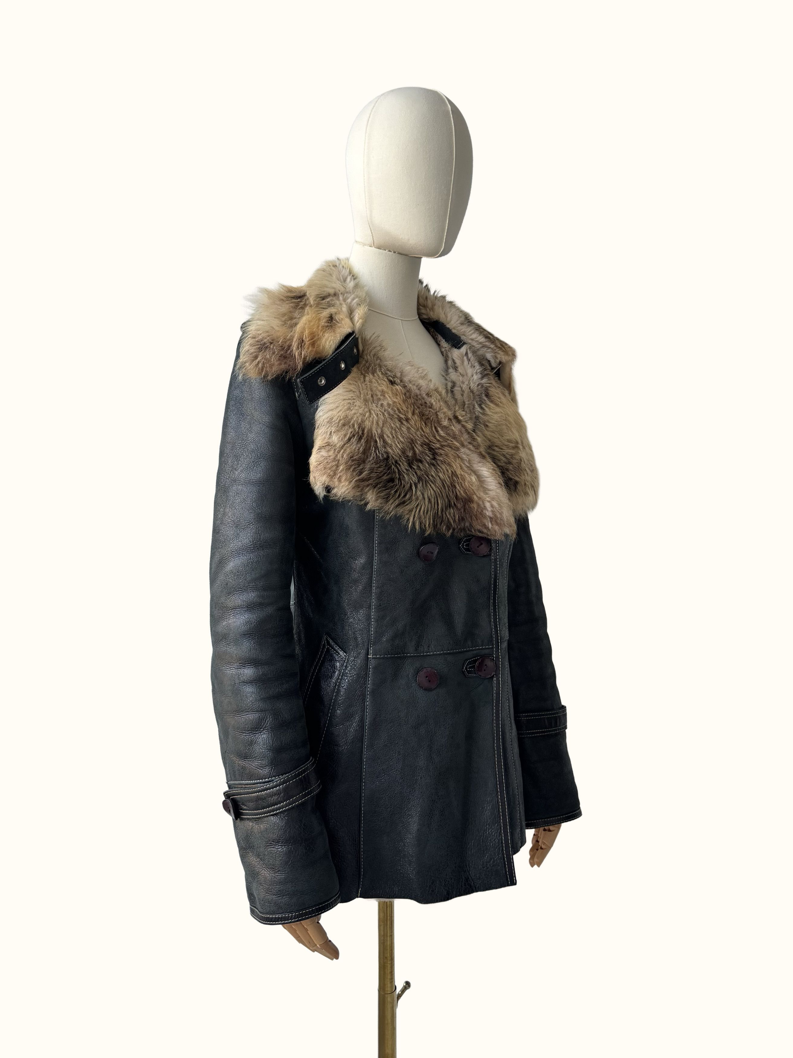 Vintage Vintage Real Sheepskin Coat (B550) Size M / US 6-8 / IT 42-44 - 2 Thumbnail