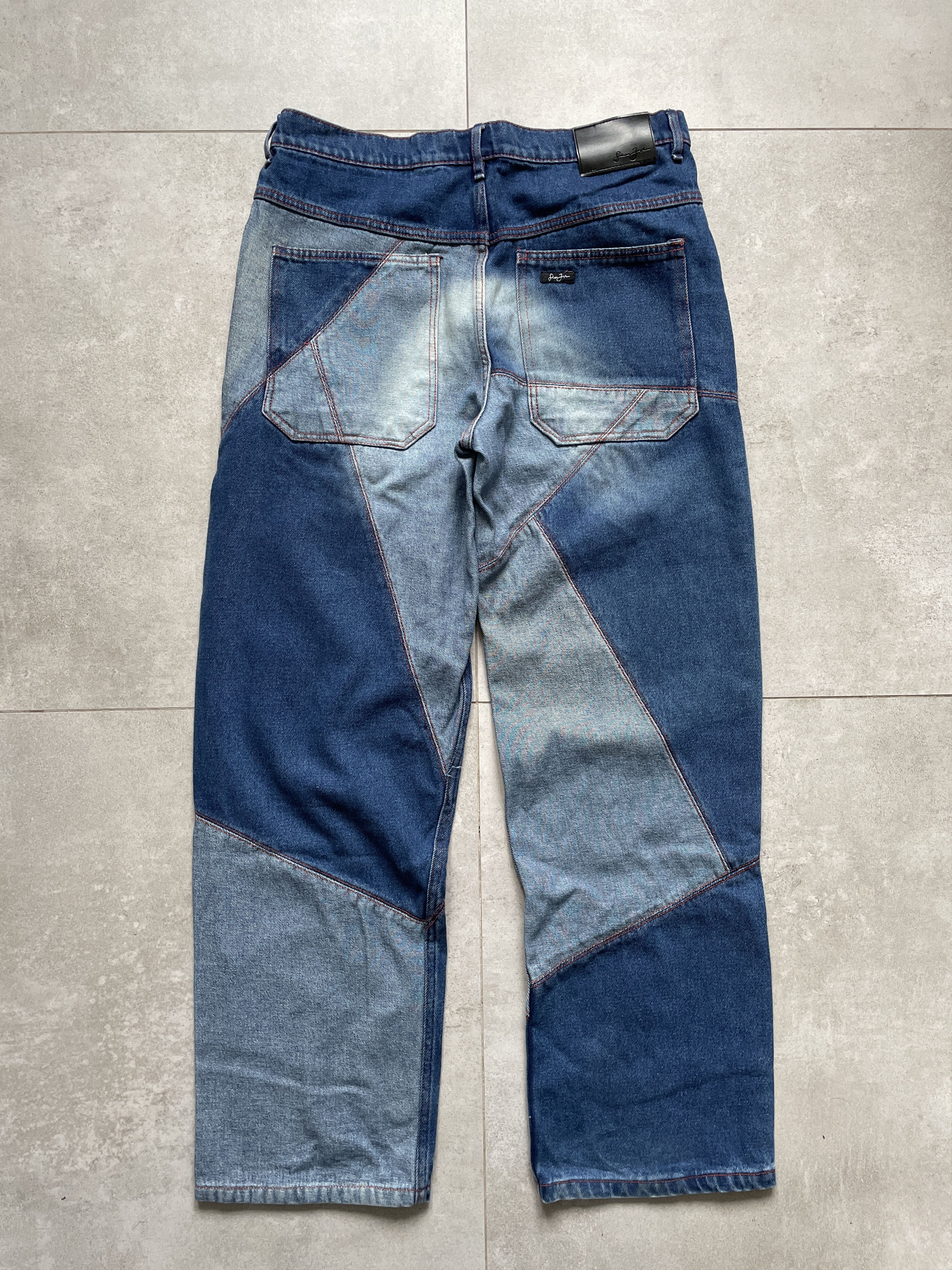 Sean John VINTAGE Y2K PATCHWORK SEAN JOHN WIDE LEG BAGGY DENIM JEANS Size US 34 / EU 50 - 2 Thumbnail