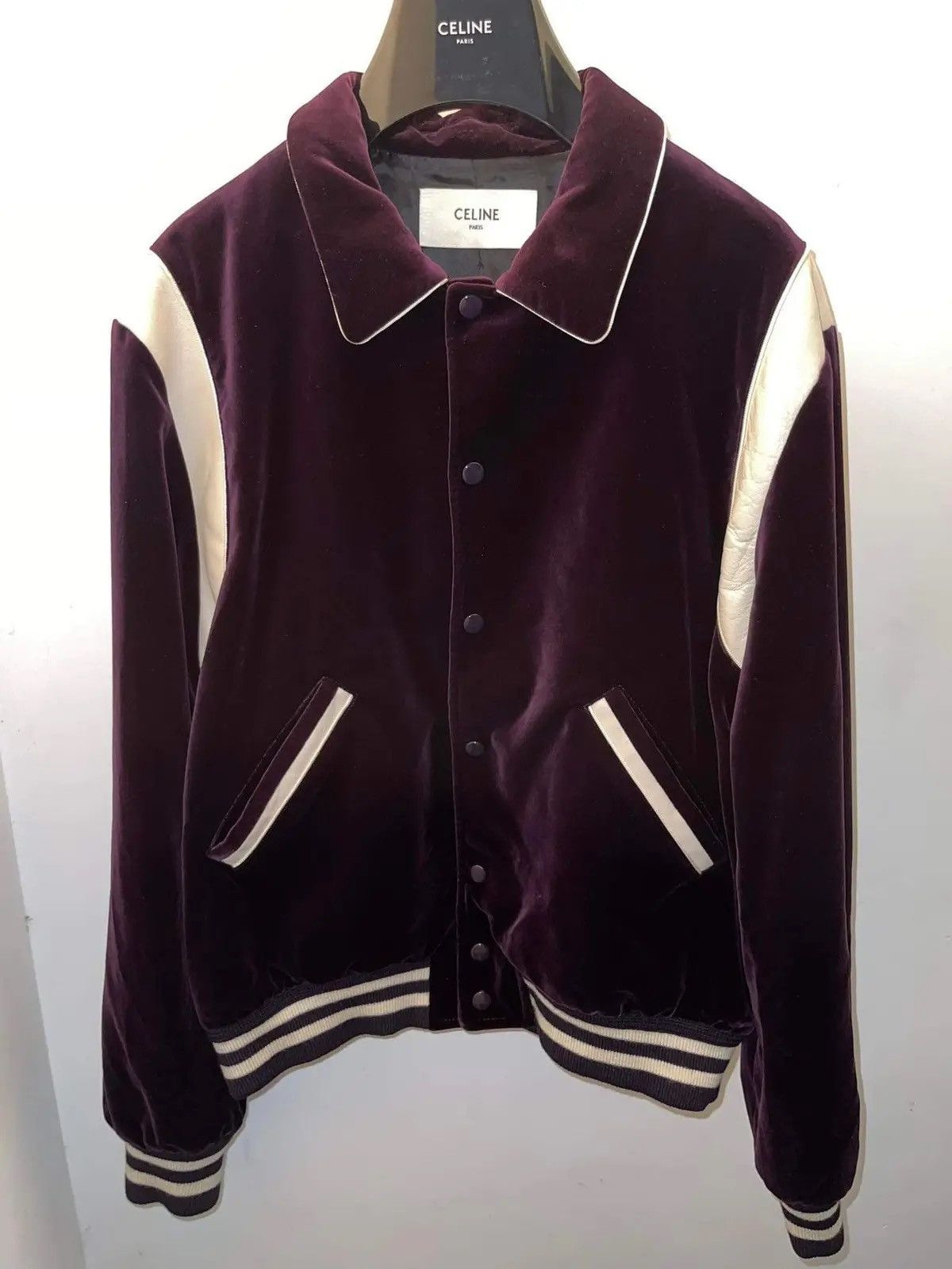Celine Celine 20FW leather trimming velvet teddy varsity sz48 Size US M / EU 48-50 / 2 - 1 Thumbnail