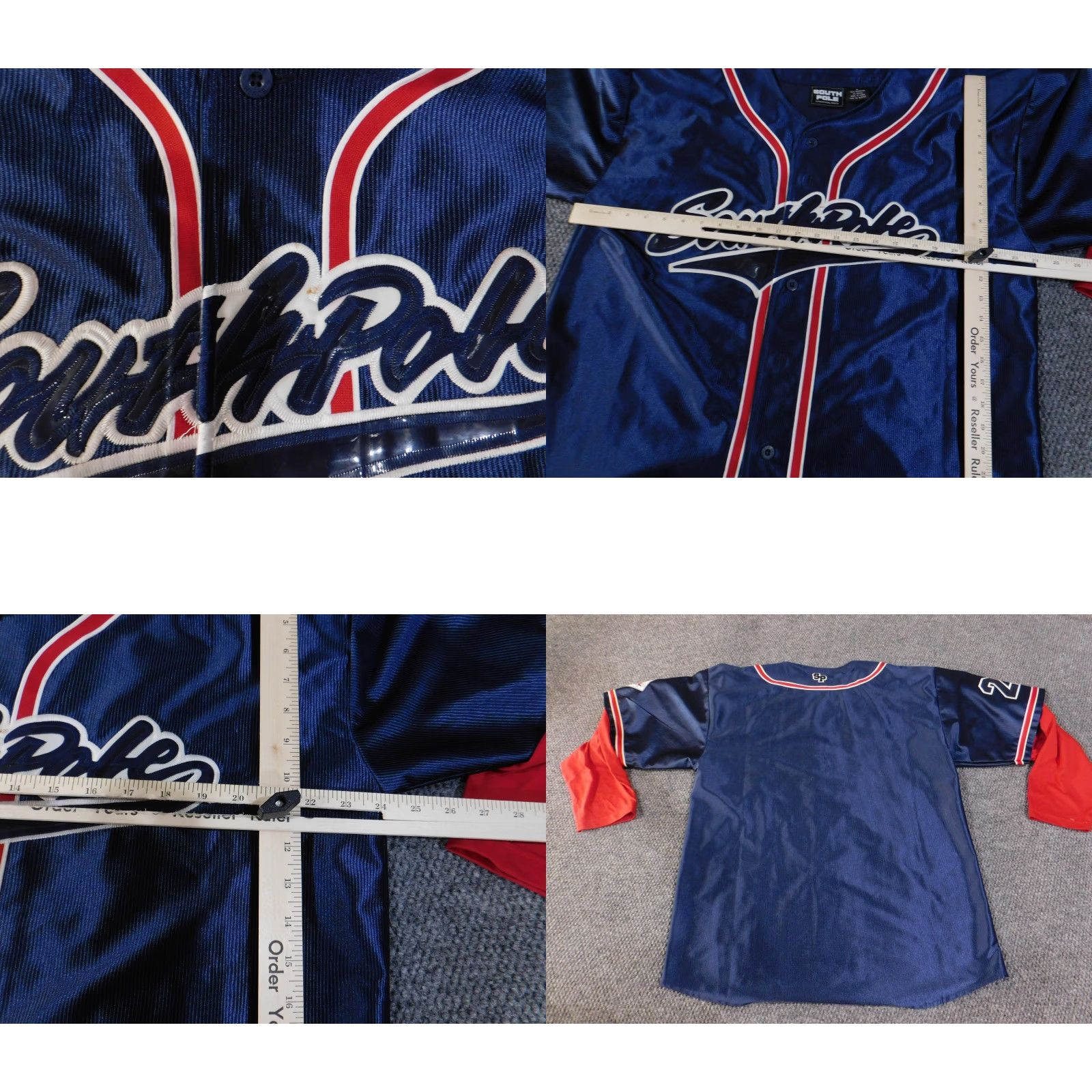 Southpole VINTAGE South Pole Shirt Mens Large Navy Red Baseball Jersey Button Front 3/4 Sleeve Size US L / EU 52-54 / 3 - 8 Thumbnail