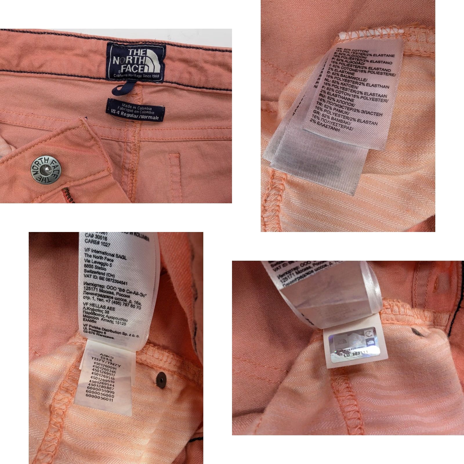 The North Face The North Face Jeans Women's 4 Reg (30x33) Low Rise Skinny Coral Denim Spring Summer Slim Stretch NWT USA Pattern Solid Logo Button Zipper USA Theme Size 27" / US 4 / IT 40 - 8 Thumbnail