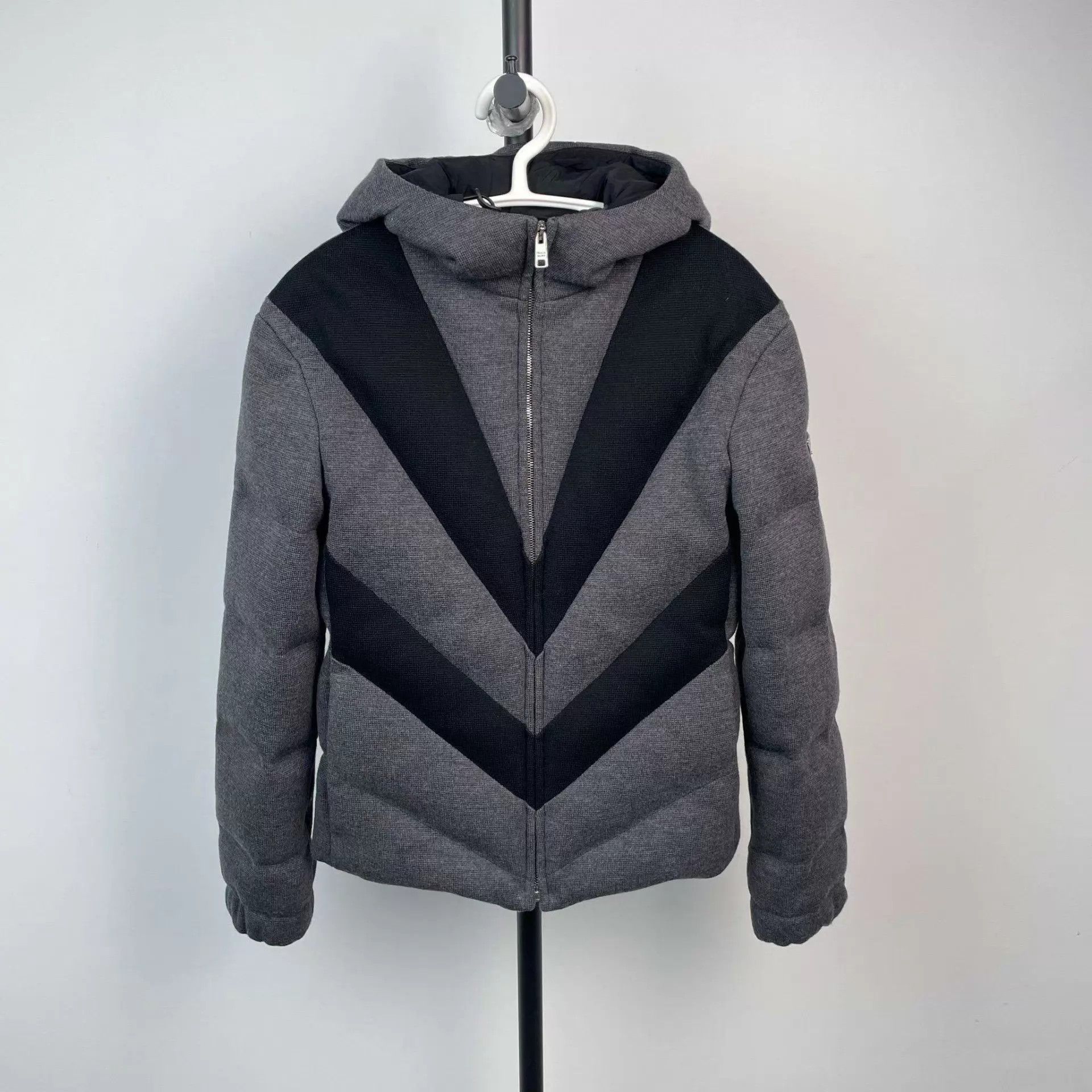 Prada Prada 95 New Color Blocked Black & Gray Down Jacket 170 Size S / US 4 / IT 40 - 1 Thumbnail