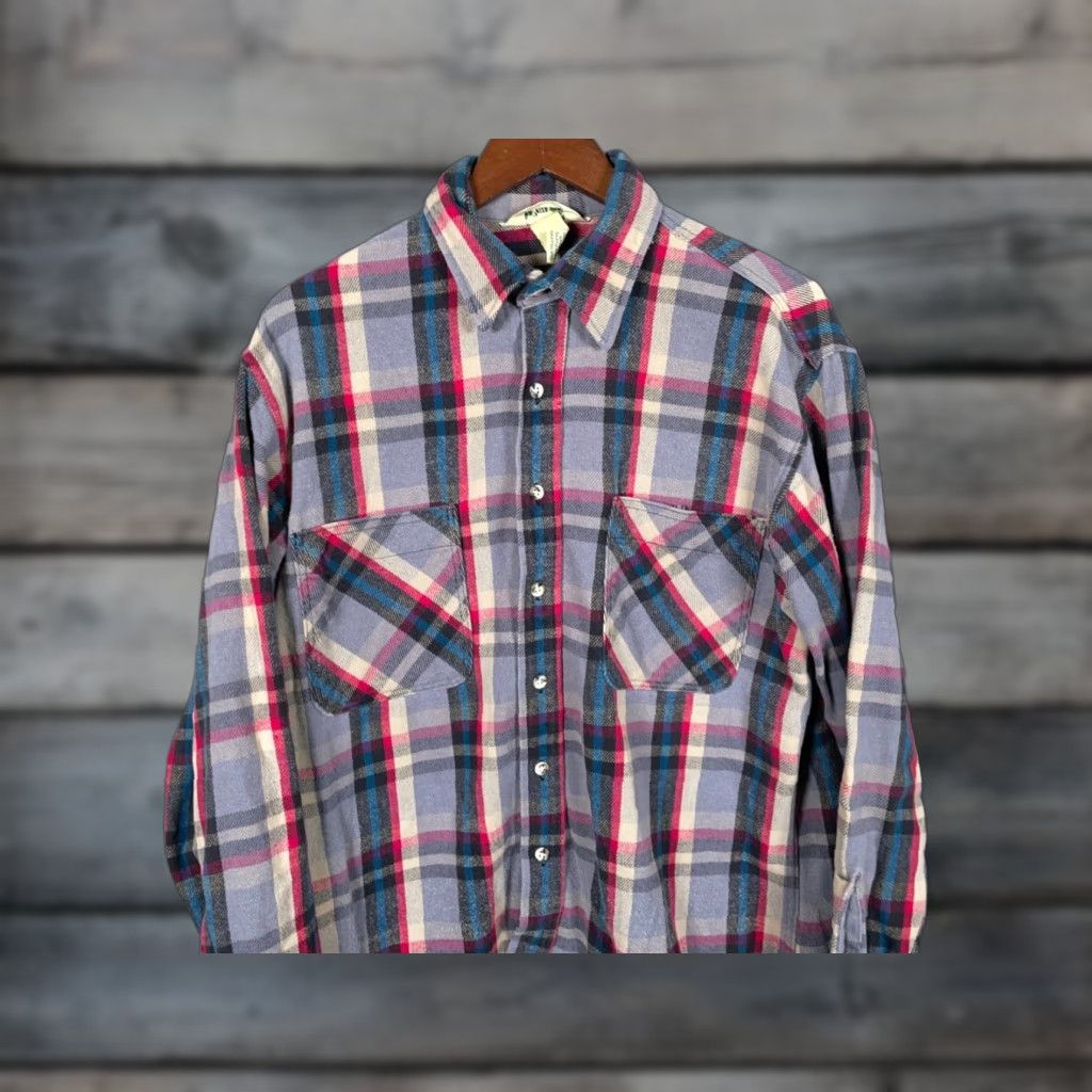 Vintage VINTAGE St. John's Bay 90s Flannel Shirt Adult Large Gray Red Plaid Grunge Workwear Mens Size US L / EU 52-54 / 3 - 1 Thumbnail