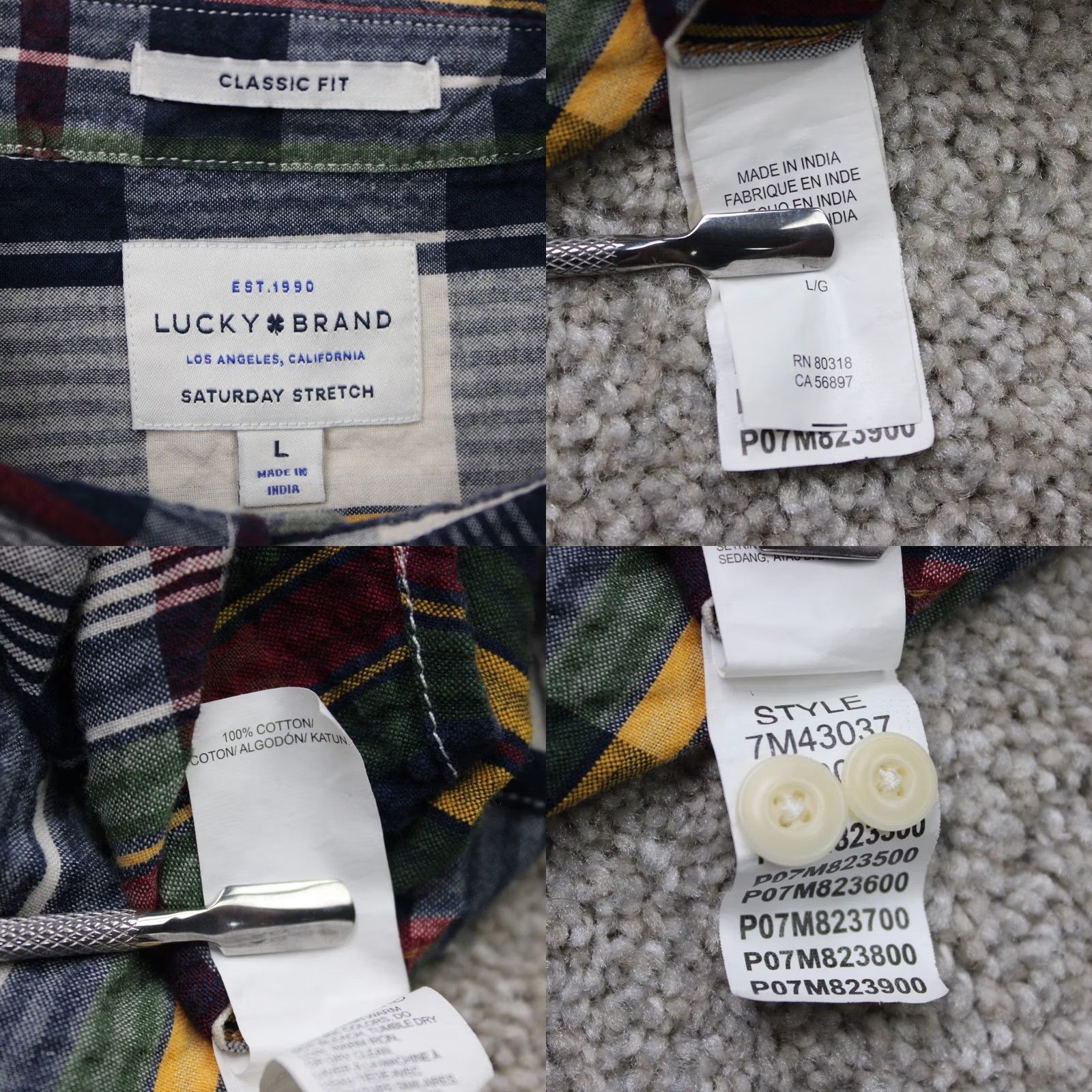 Lucky Brand Lucky Brand Shirt Men Large Colorful Saturday Stretch Classic Fit S/S Plaid Button-Up Casual Formal Workwear 90s Mens Size US L / EU 52-54 / 3 - 8 Thumbnail