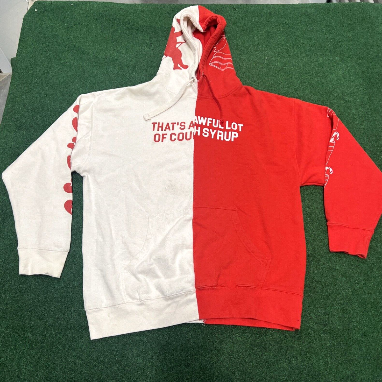 Vintage Awful Lot Of Cough Syrup Classic Red White Hoodie L/XL Size US L / EU 52-54 / 3 - 1 Thumbnail