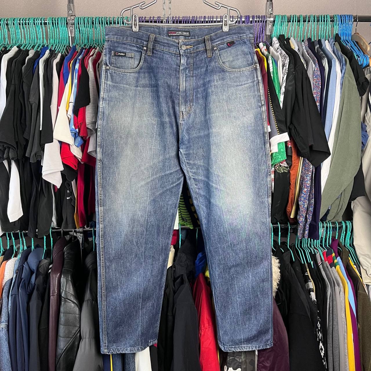Fubu Vintage 90s FUBU Relaxed Rap Baggy Blue Faded Denim Pants Size US 40 / EU 56 - 1 Thumbnail