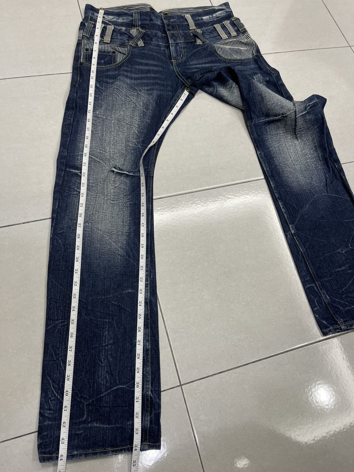 Japanese Brand Dominate Handcrafted Jeans Double Waist Hickory Stripe Denim Size US 35 - 10 Thumbnail