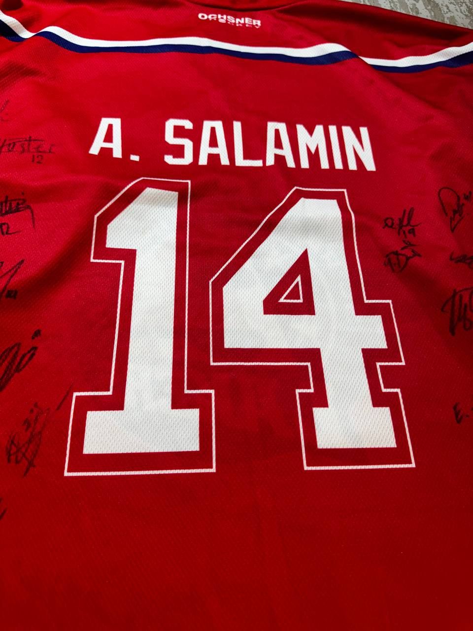 NHL SIGNED Rapperswil Lakers #14 SALAMIN Heim Hockey jersey XL Size US XL / EU 56 / 4 - 9 Thumbnail