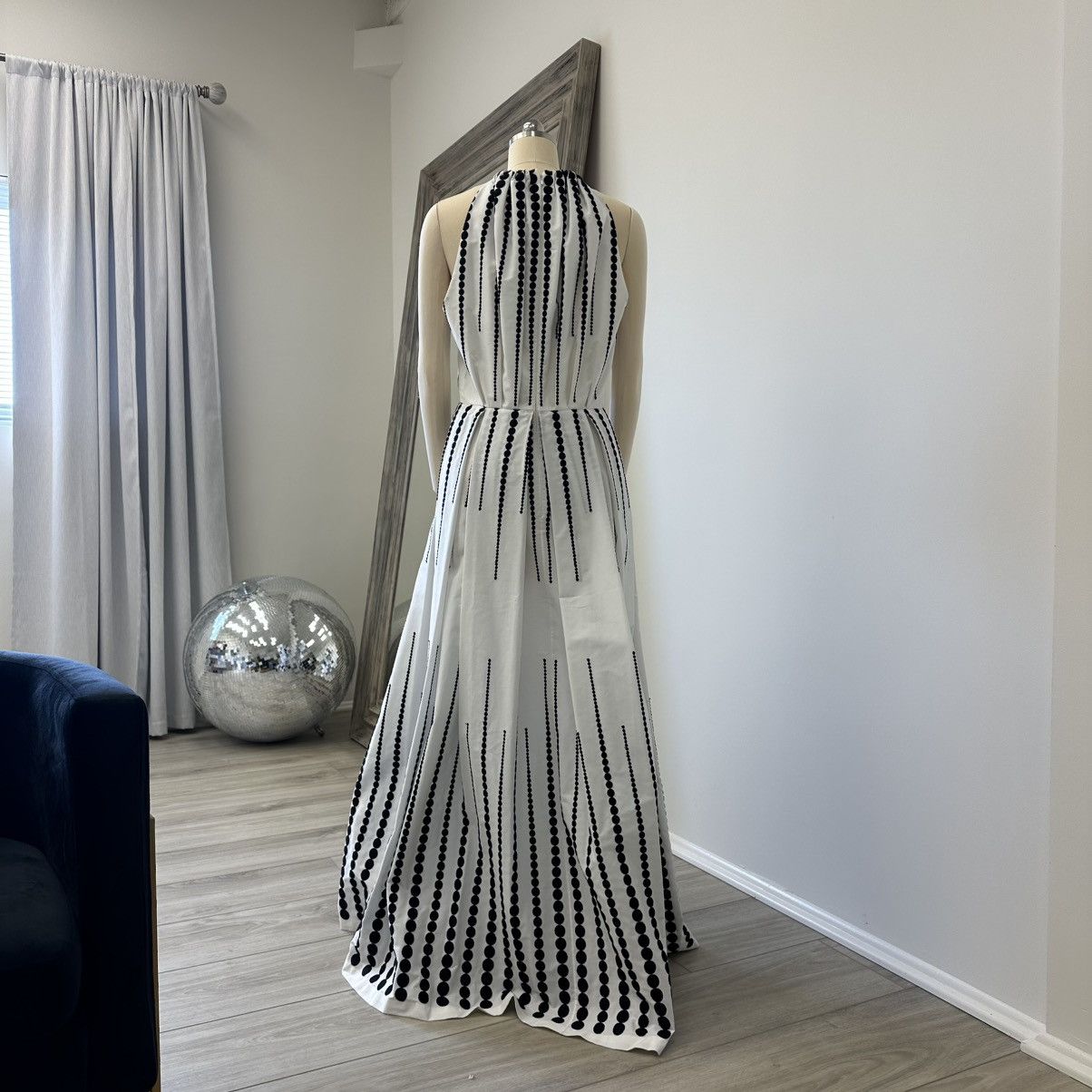 Elie Saab Elie Saab Moon Embroidered Poplin Dress In White And Black Size M / US 6-8 / IT 42-44 - 10 Thumbnail