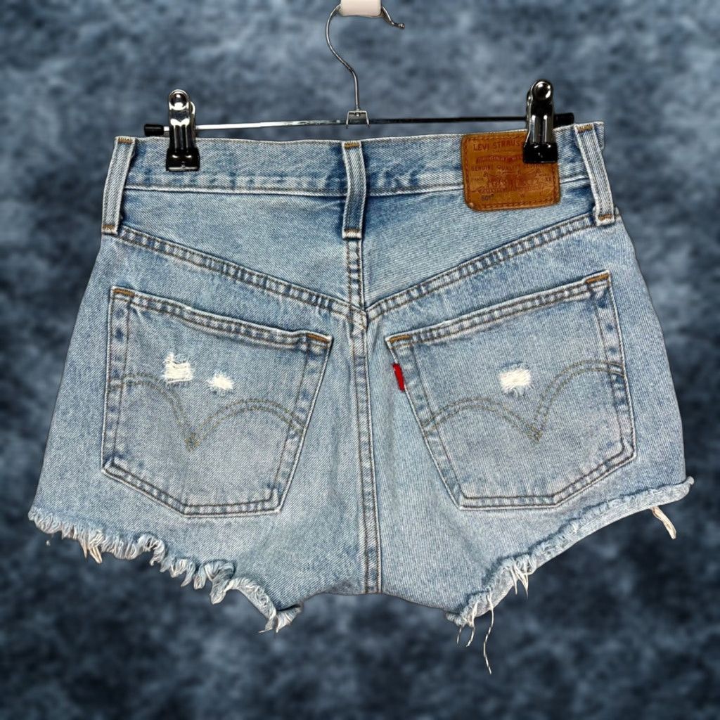 Levi's Levi's 501 Womens Size 24 High-Waisted Distressed Light-Wash Denim Shorts Blue Light Denim Shorts Women 501 Size 42" / US 20 - 1 Thumbnail