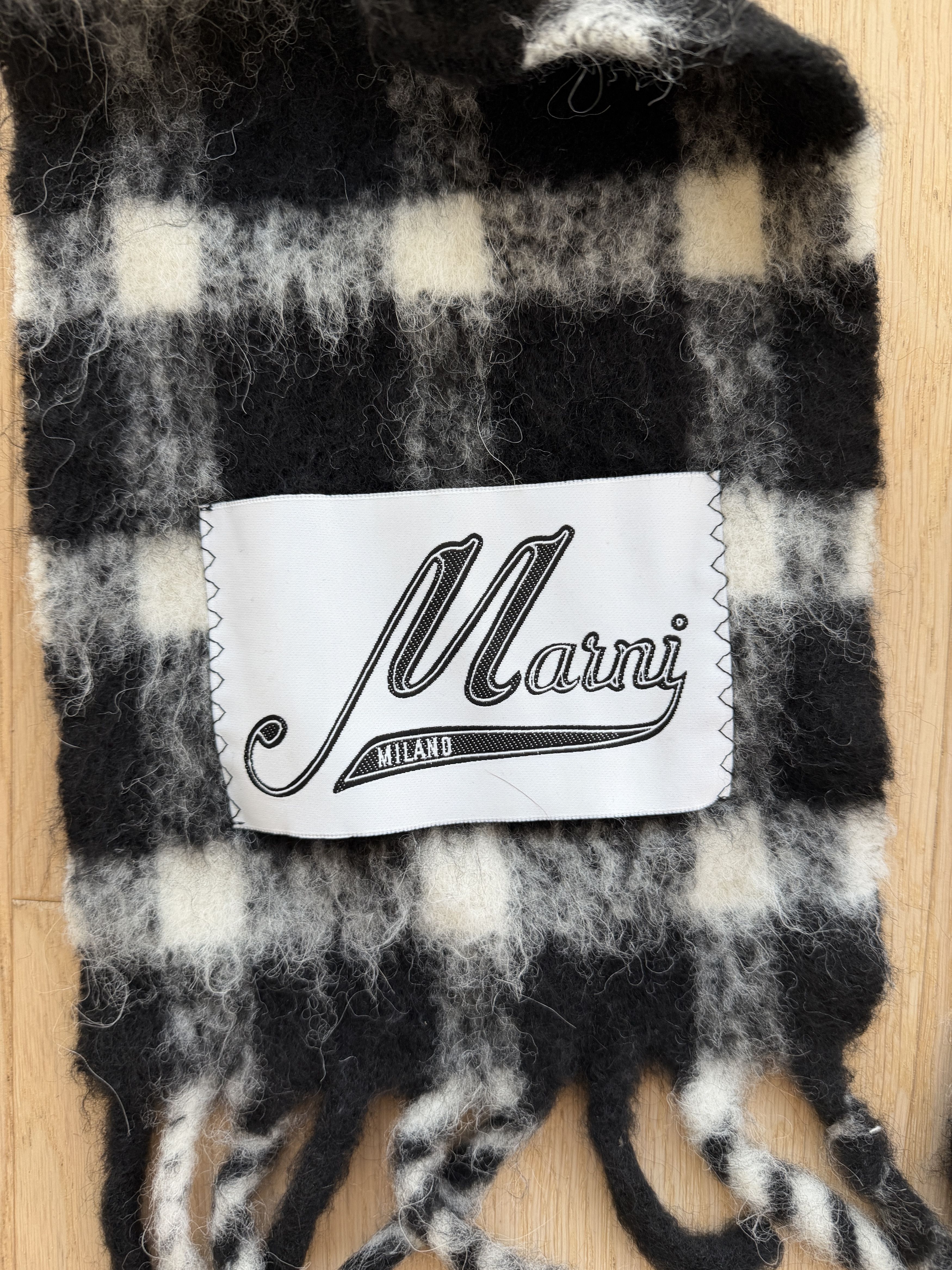Marni MARNI Alpaca Black & White Check Scarf Size ONE SIZE - 2 Thumbnail