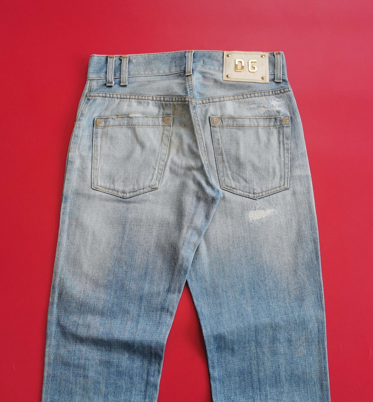 Dolce & Gabbana Thrashed Vintage 00s D&G Distressed Repair Denim Jeans Size US 30 / EU 46 - 8 Thumbnail