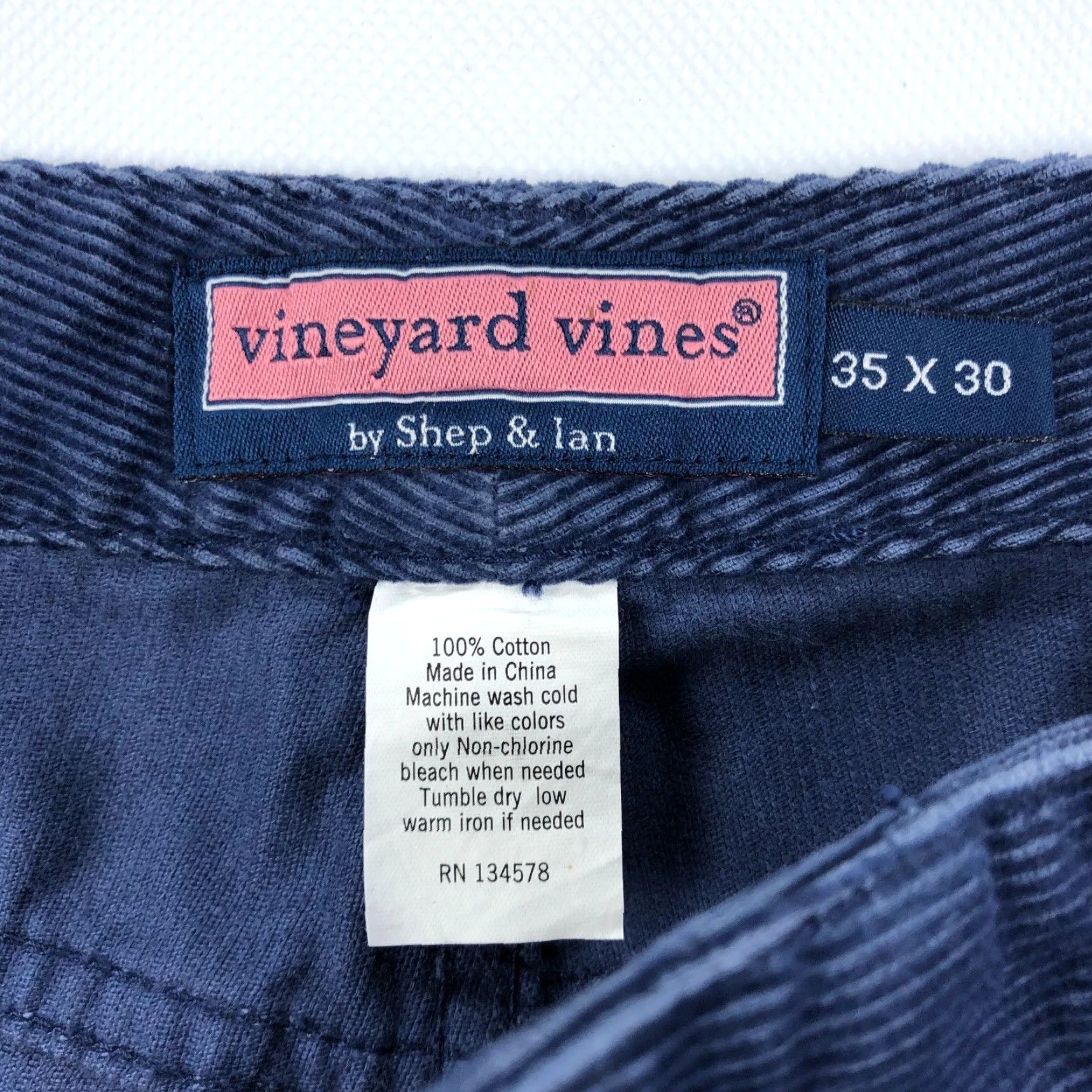 Vineyard Vines Vineyard Vines Men's 35x30 Navy Blue Corduroy Five Pocket Straight Leg Pants Size US 35 - 7 Thumbnail