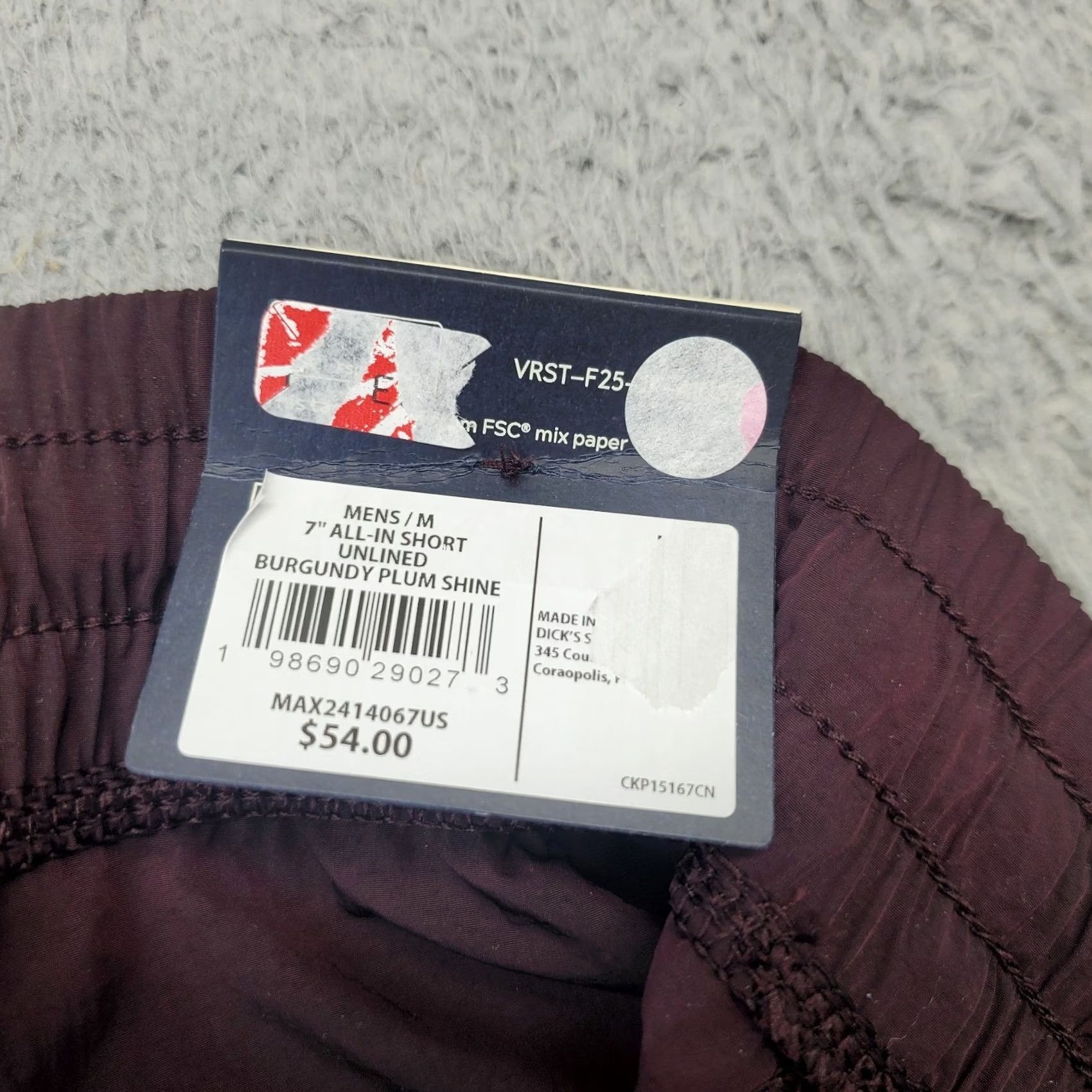 Vintage VRST Mens M Burgundy All-In Unlined Shorts Athletic Comfort Water Repellent UPF 50+ Pockets Size US 31 - 7 Thumbnail