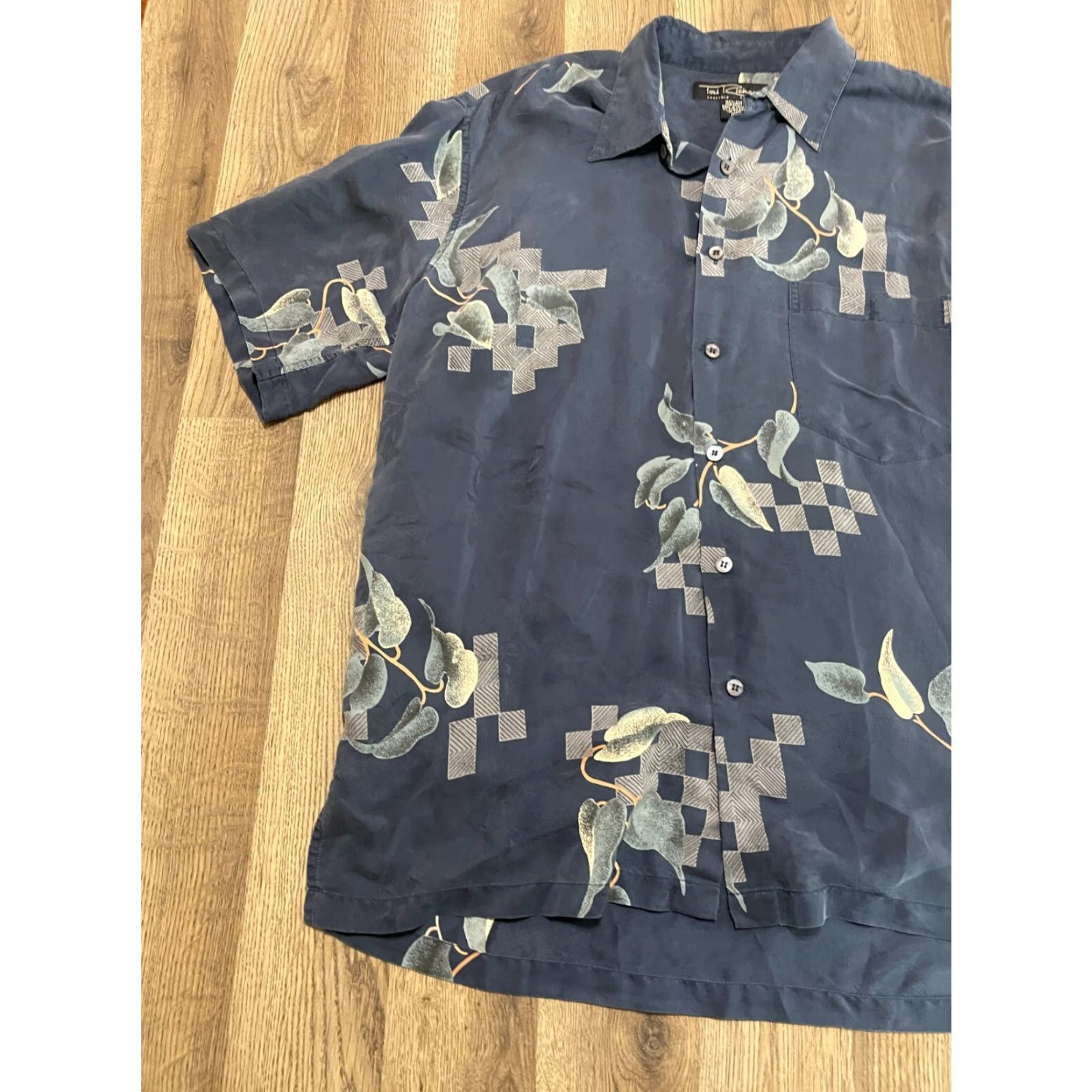 Tori Richard Tori Richard Shirt, Men's Large, Button-Up, Short Sleeve, Blue Green, Casual, Regular Fit, Men, Button Up Shirt Size US L / EU 52-54 / 3 - 3 Thumbnail