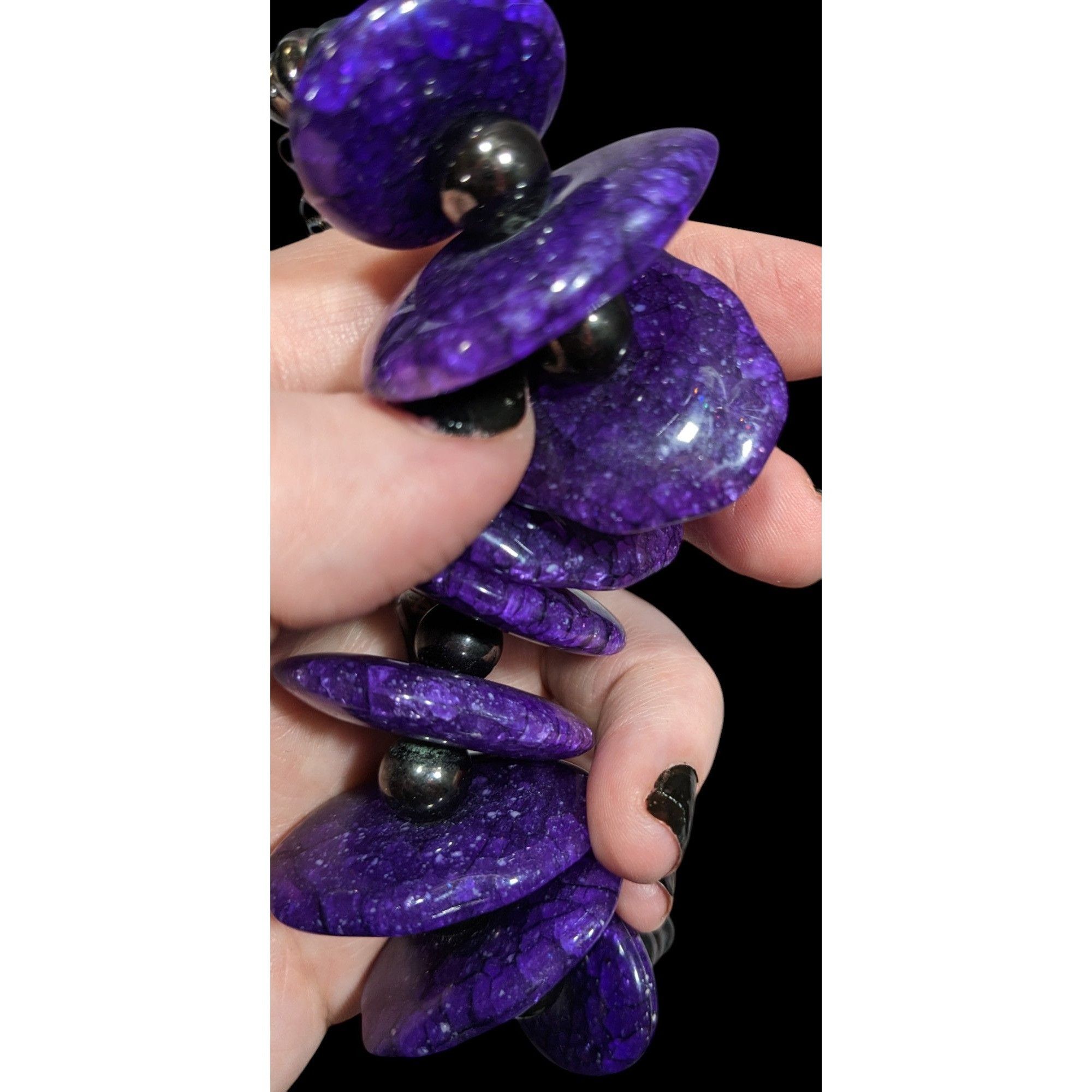 Other Chunky Gothic Purple Crackle Disc Statement Necklace Size ONE SIZE - 3 Thumbnail
