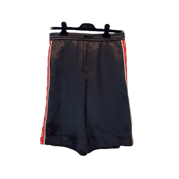 image of Gucci Interlocking GG Striped Acetate Black Shorts, Men's (Size 30)