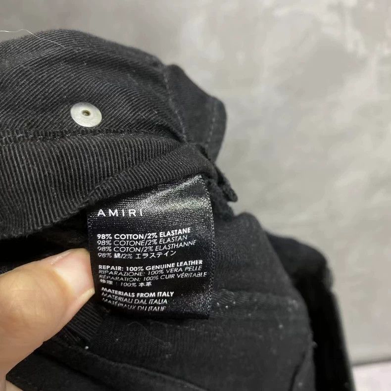 Amiri Amiri black leather-trimmed jeans Size US 27 - 4 Thumbnail