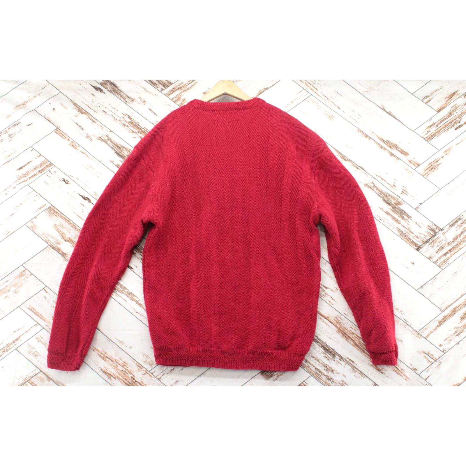Chaps Chaps Ralph Lauren Sweater Men L Red Herringbone Ribbed Fisherman Preppy Pullover Knit Crew Neck Christmas Preppy Dad 100% Cotton Regular Style Logo Size US L / EU 52-54 / 3 - 2 Thumbnail