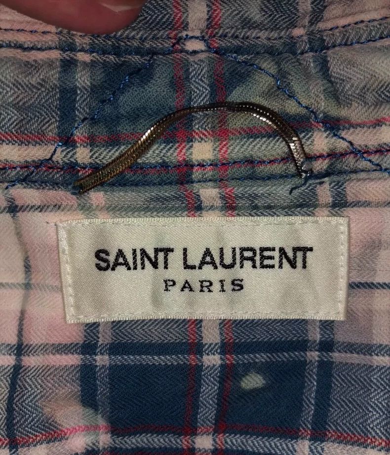 Yves Saint Laurent Saint Laurent 16ss Show Blue Rendered Fringe Pleated Shirt Size US M / EU 48-50 / 2 - 5 Thumbnail