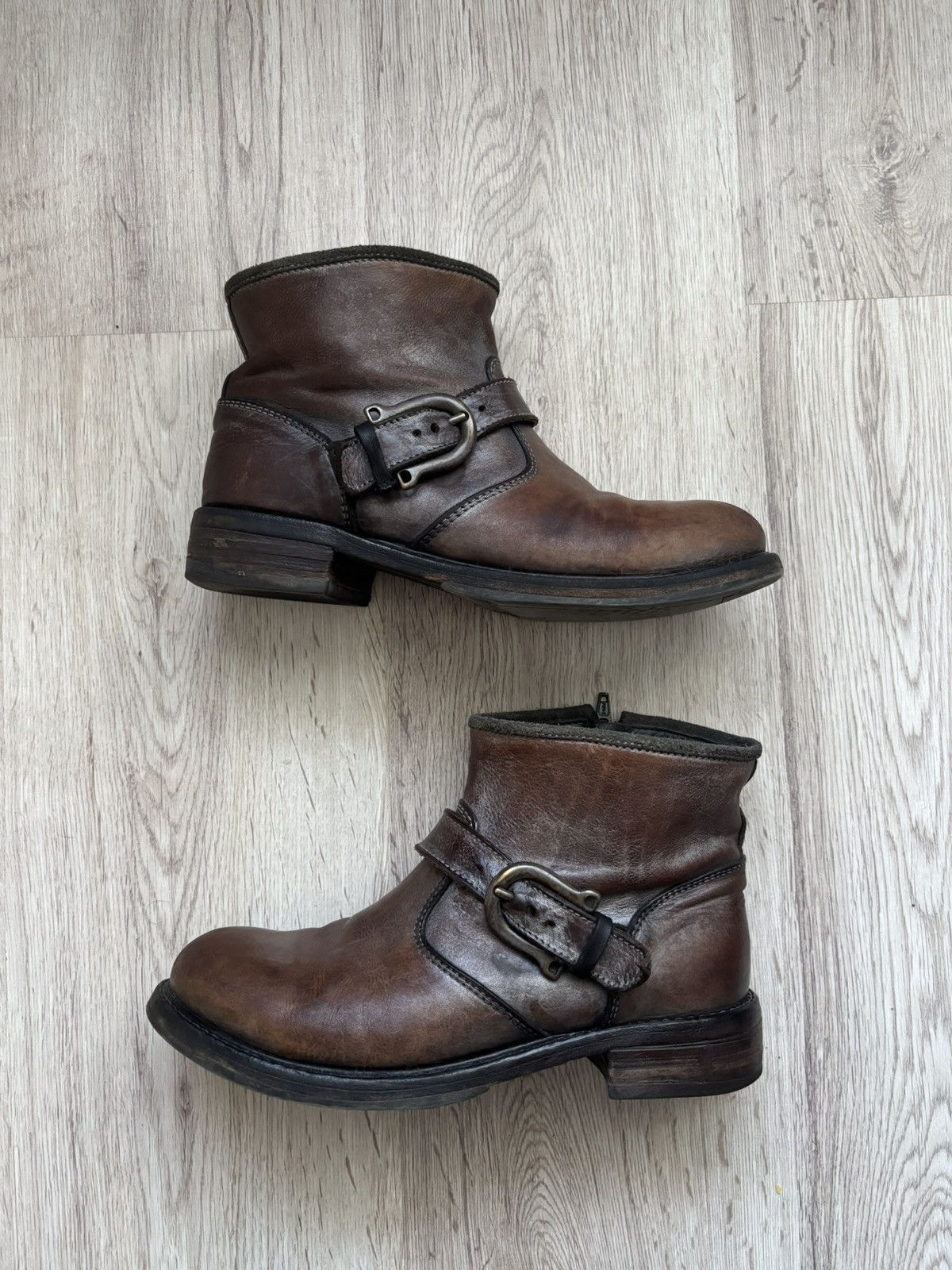 MOMA Brown Distressed Leather Ankle Boots Women's Size 39