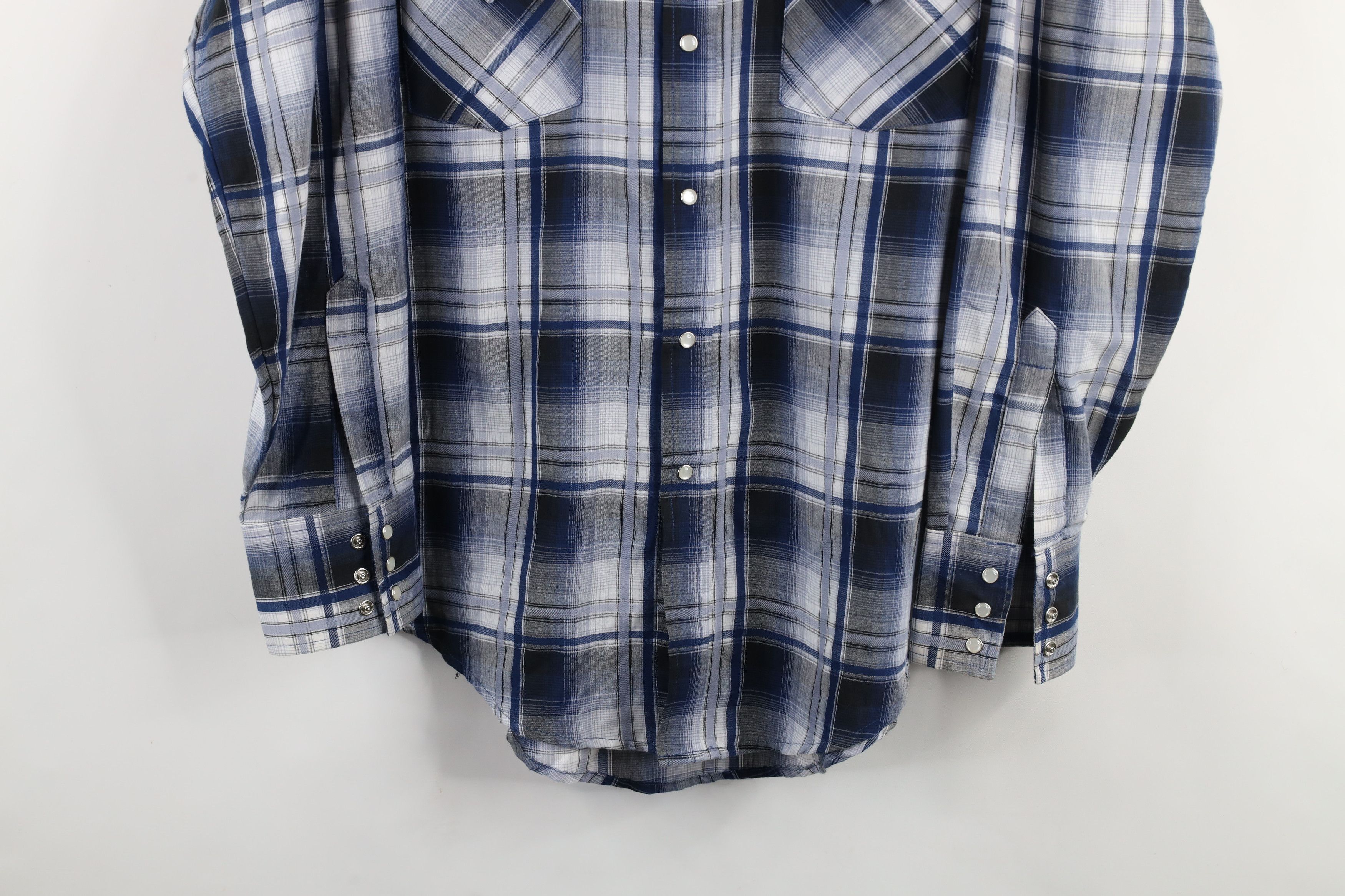 Vintage Vintage 90s Rockabilly Cowboy Snap Button Shirt Blue Plaid Size US M / EU 48-50 / 2 - 3 Thumbnail