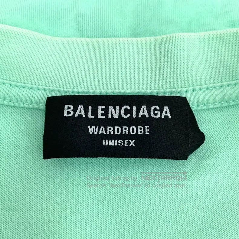 Balenciaga Balenciaga Teal Logo Letter Embroidered Cotton Round Neck Size US L / EU 52-54 / 3 - 5 Thumbnail