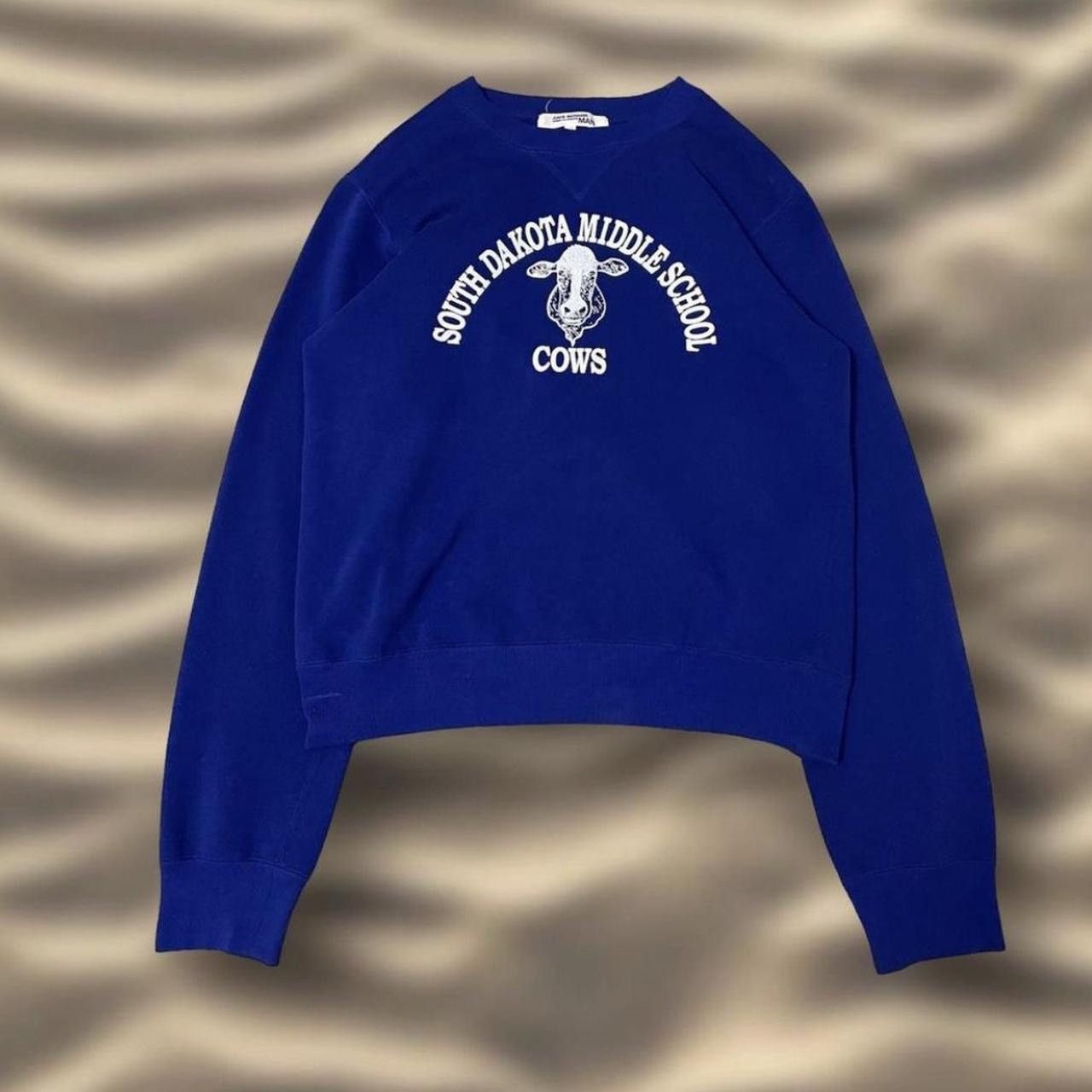image of Junya Watanabe Ad/2002 South Dakota Middle School Crewneck in Blue, Men's (Size Medium)