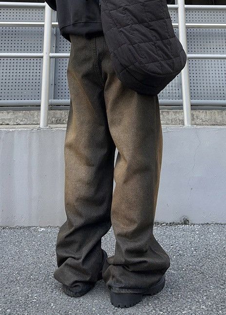 Japanese Brand × Vintage Avant garde reverse front dirty mud dyed jeans pants Size US 36 / EU 52 - 4 Thumbnail