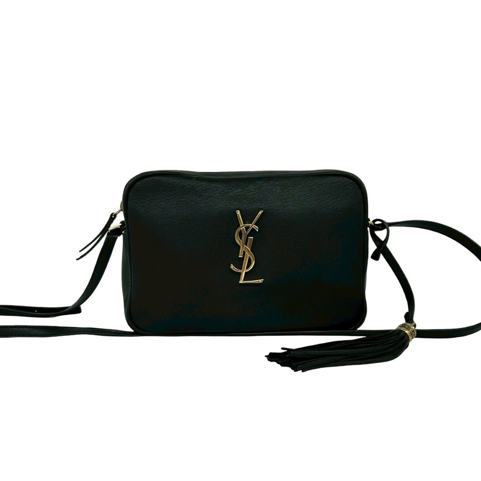 Saint Laurent Paris Yves Saint Laurent PARIS YSL Logo Hardware Leather Tassel Mini Shoulder Bag Pouch Black gj9-3 Size ONE SIZE - 1 Thumbnail