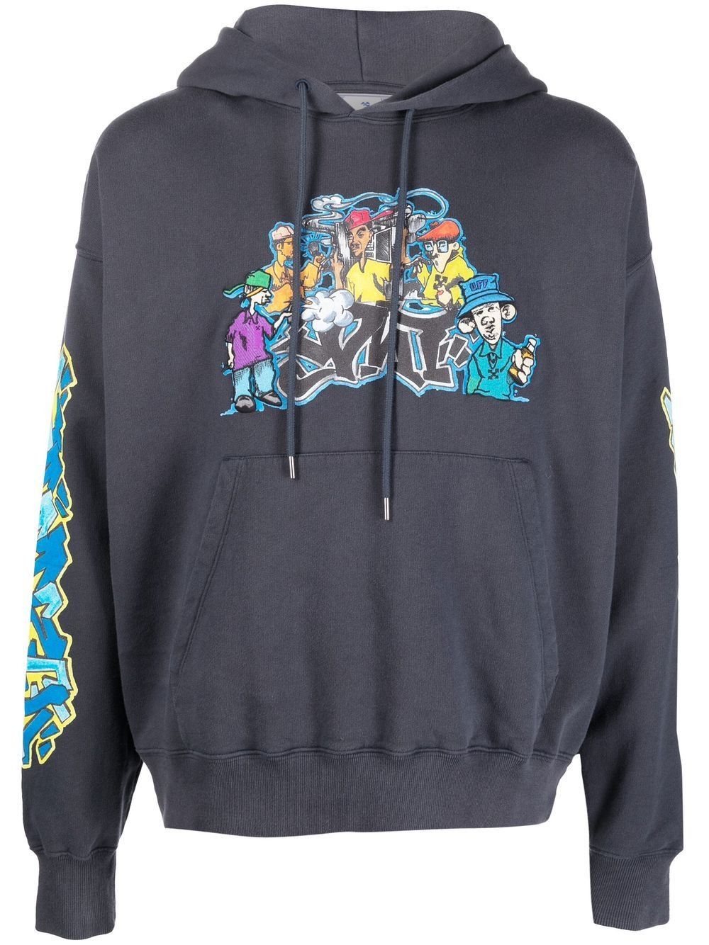 Off-White o1mle1124 Graffiti Pupp Skate Hoodie in Multicolor Size US XXS / EU 40 - 1 Thumbnail